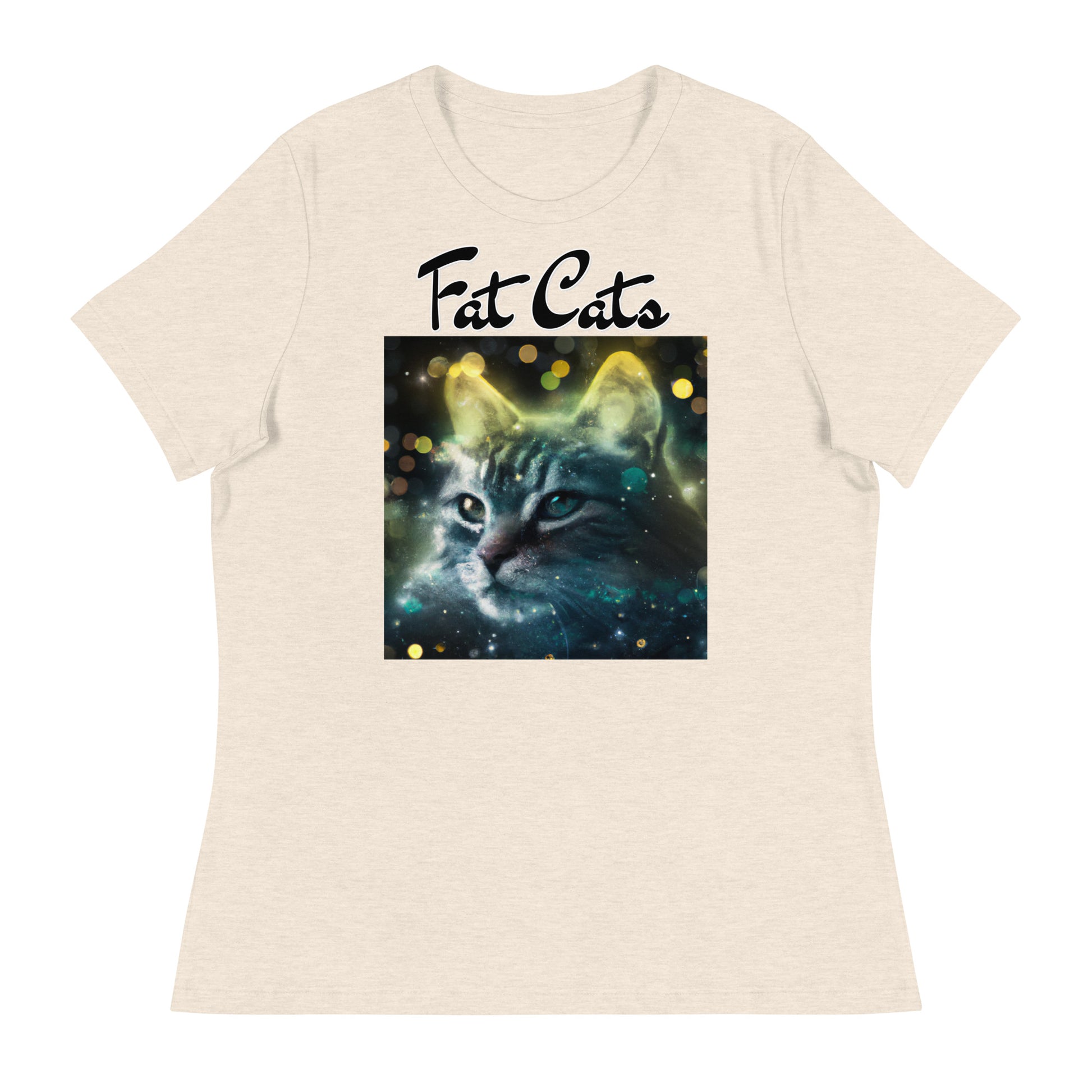 Women's T-Shirt with Green Space Cat with a text "Fat Cats" at $25.97 found at Personalizedpetlovergifts