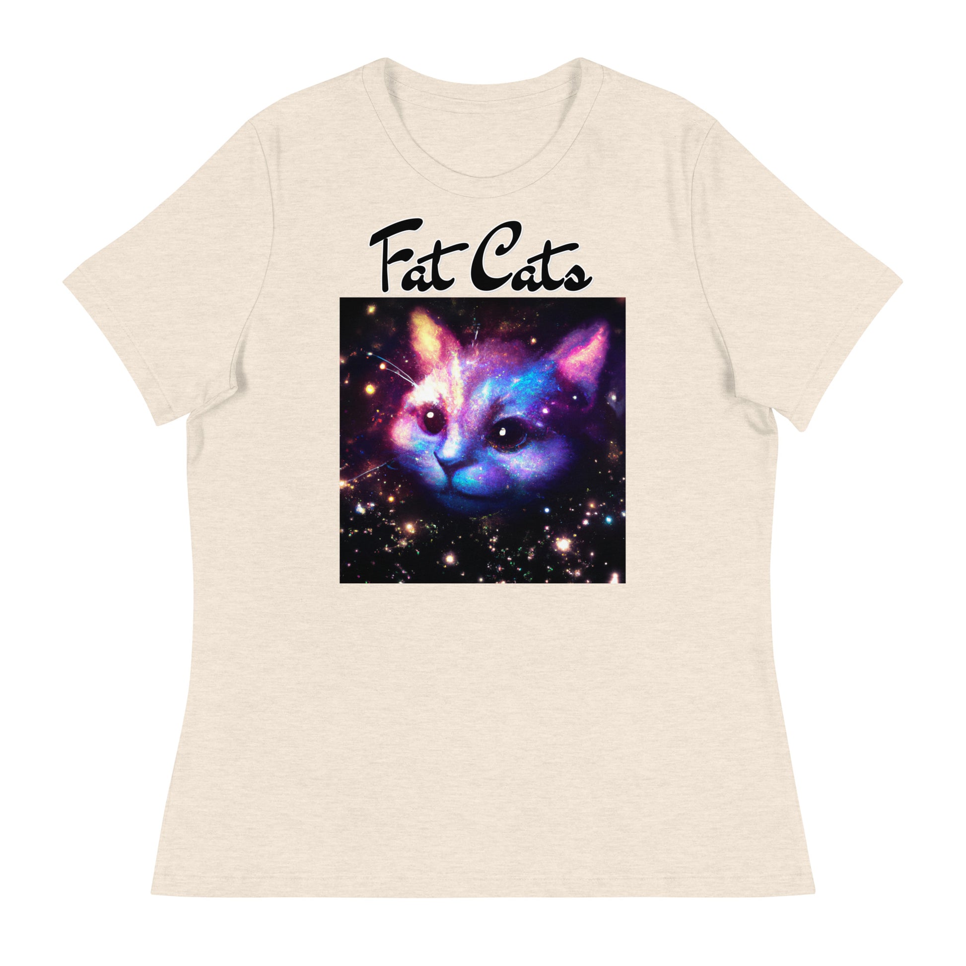 Women's T-Shirt with Galaxy Cat with a text "Fat Cats" at $25.97 found at Personalizedpetlovergifts