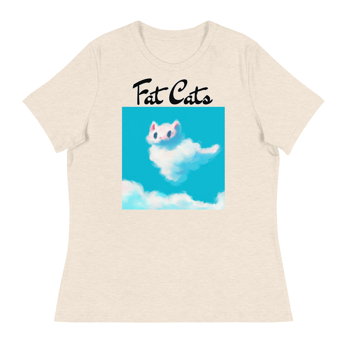 Women's T-Shirt with Fluffy White Cloud Kitten with a text "Fat Cats" at $25.97 found at Personalizedpetlovergifts