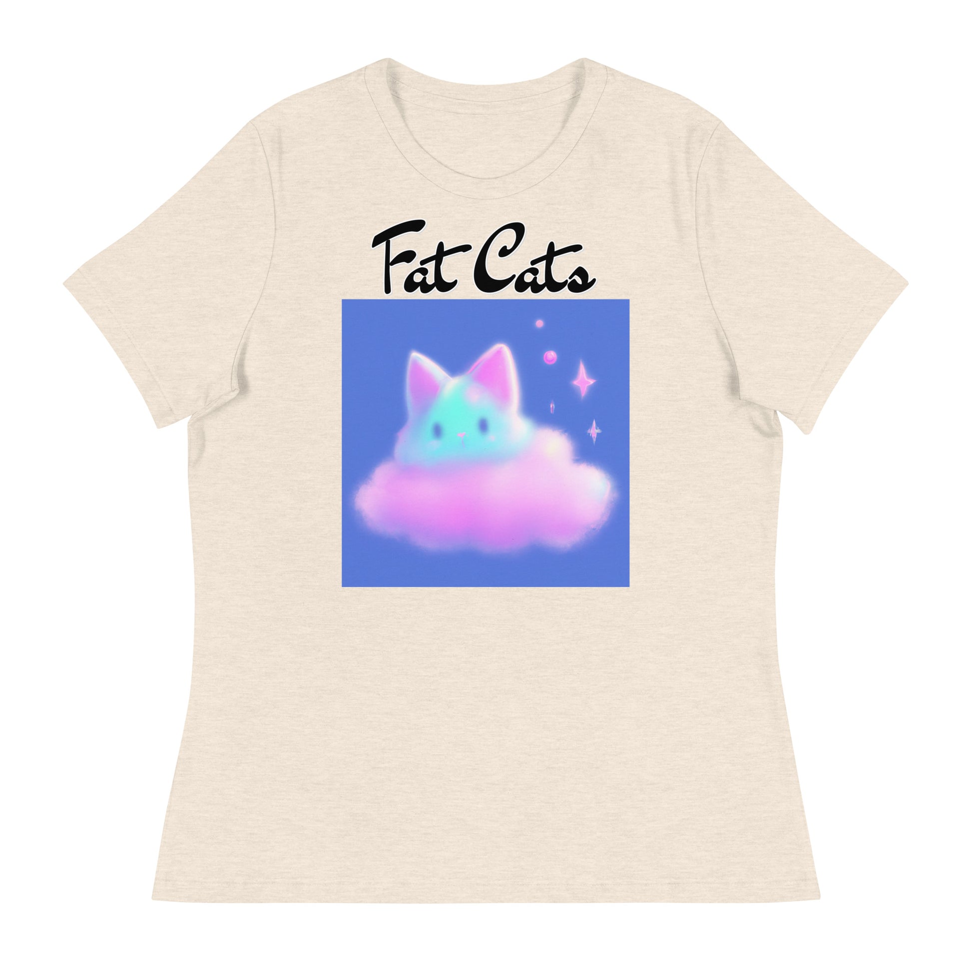 Women's T-Shirt with Fluffy Pink Cloud Kitten with a text "Fat Cats" at $25.97 found at Personalizedpetlovergifts