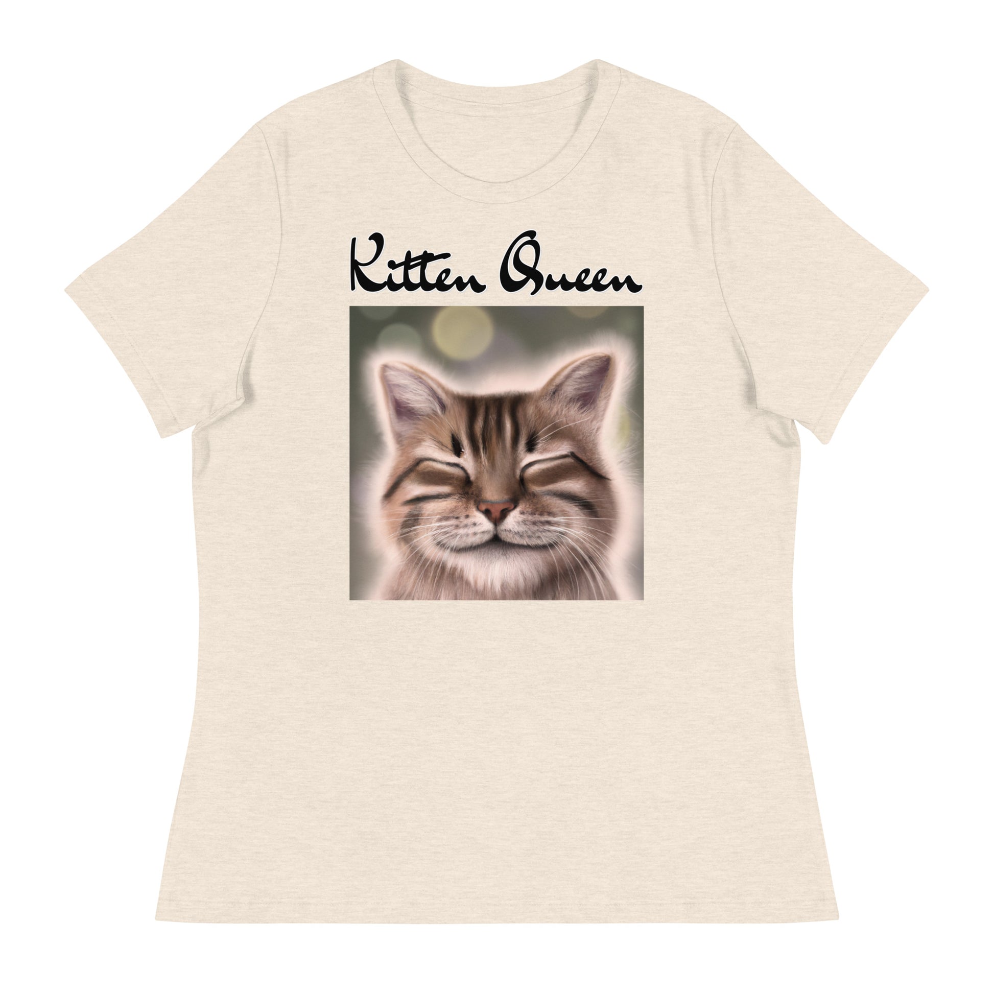 Women's T-Shirt with Happy Cat with a text "Kitten Queen" at $25.97 found at Personalizedpetlovergifts