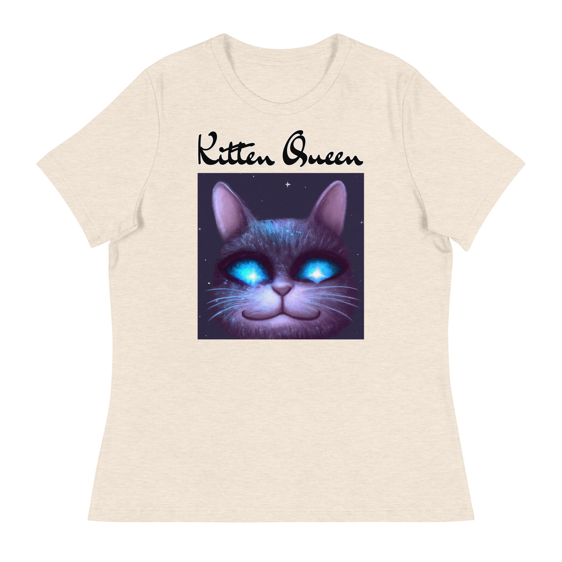 Women's T-Shirt with Happy Blue Eyed Cat with a text "Kitten Queen" at $25.97 found at Personalizedpetlovergifts