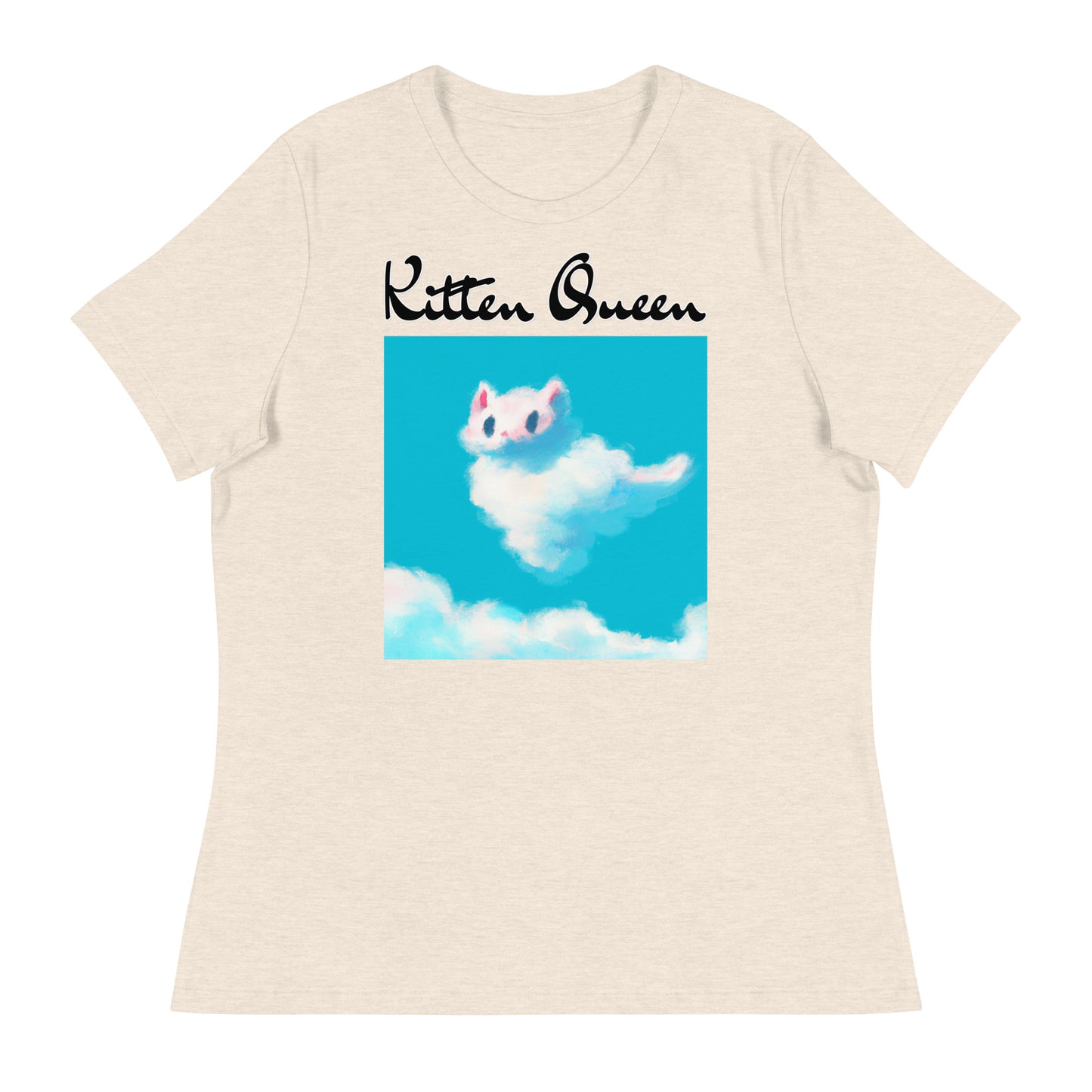 Women's T-Shirt with Fluffy White Cloud Kitten with a text "Kitten Queen" at $25.97 found at Personalizedpetlovergifts