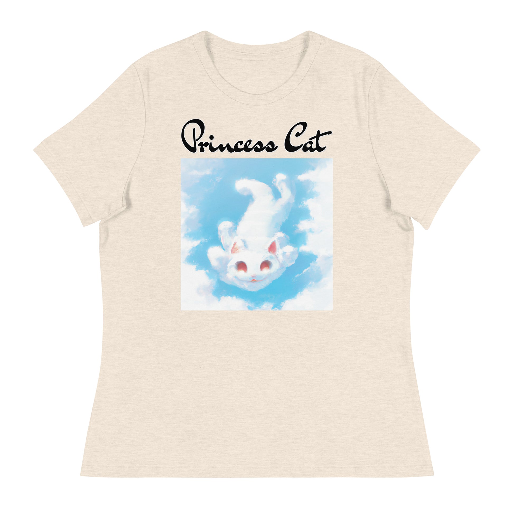 Women's T-Shirt with Kitten Flying In The Sky with a text "Princess Cat" at $25.97 found at Personalizedpetlovergifts