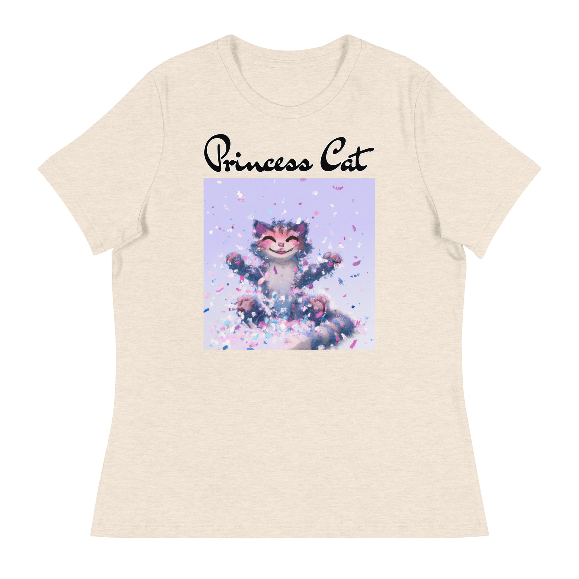 Women's T-Shirt with Kitten Enjoying Confetti with a text "Princess Cat" at $25.97 found at Personalizedpetlovergifts