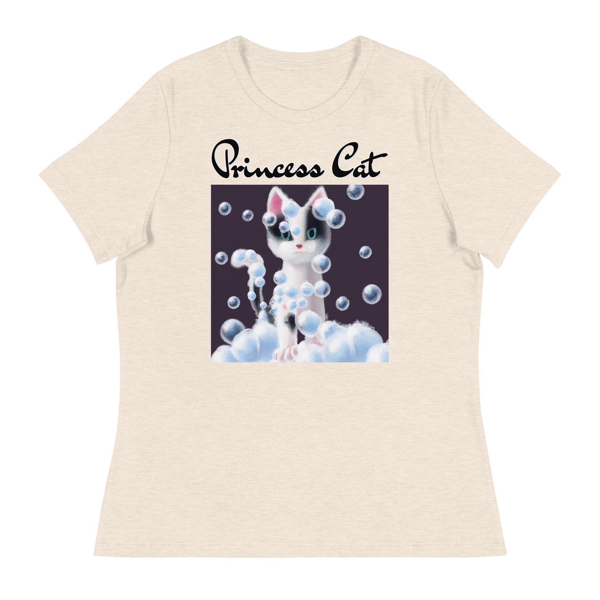 Women's T-Shirt with Kitten Covered In Bubbles with a text "Princess Cat" at $25.97 found at Personalizedpetlovergifts