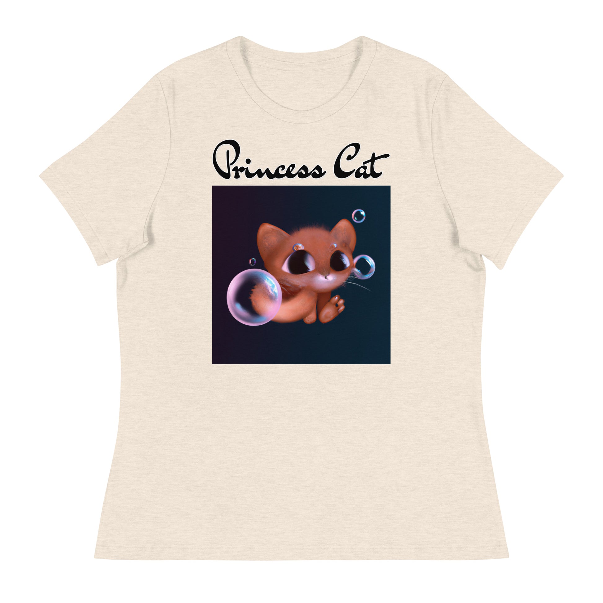 Women's T-Shirt with Kitten And Soap Bubbles with a text "Princess Cat" at $25.97 found at Personalizedpetlovergifts