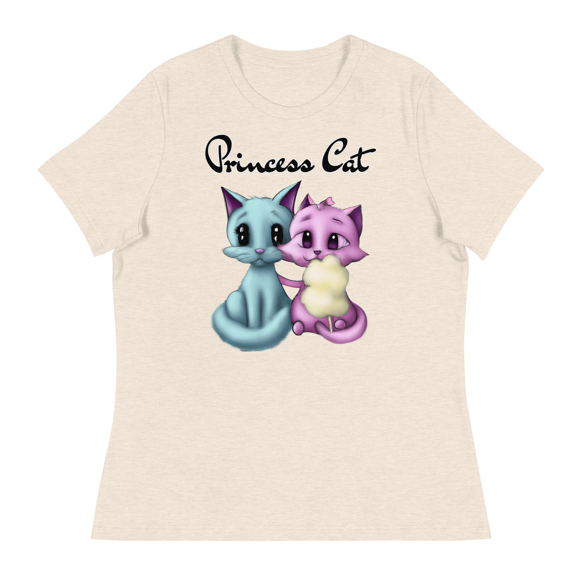 Women's T-Shirt with Hugging Kittens With Cotton Candy with a text "Princess Cat" at $25.97 found at Personalizedpetlovergifts