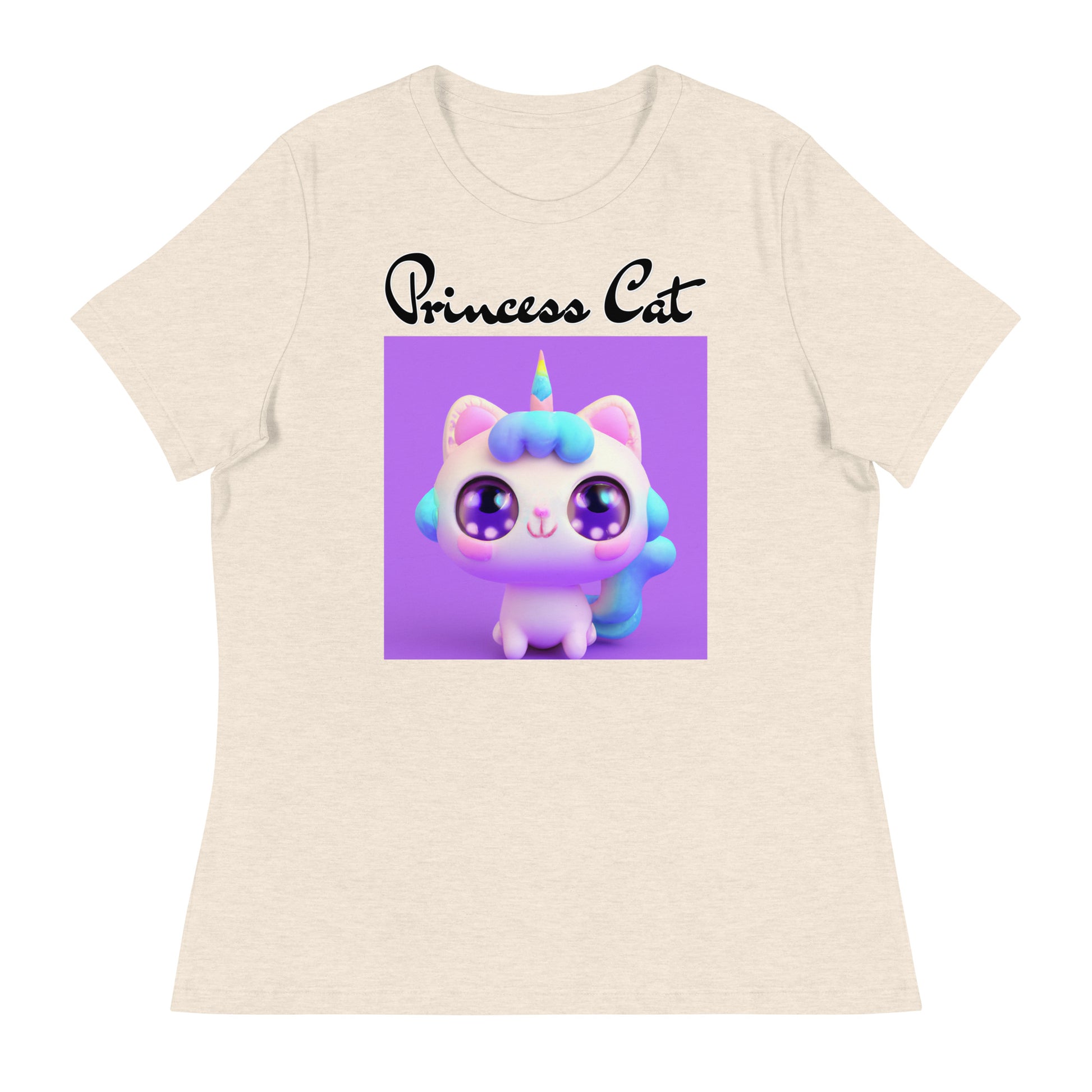 Women's T-Shirt with Happy Unicorn Kitten with a text "Princess Cat" at $25.97 found at Personalizedpetlovergifts