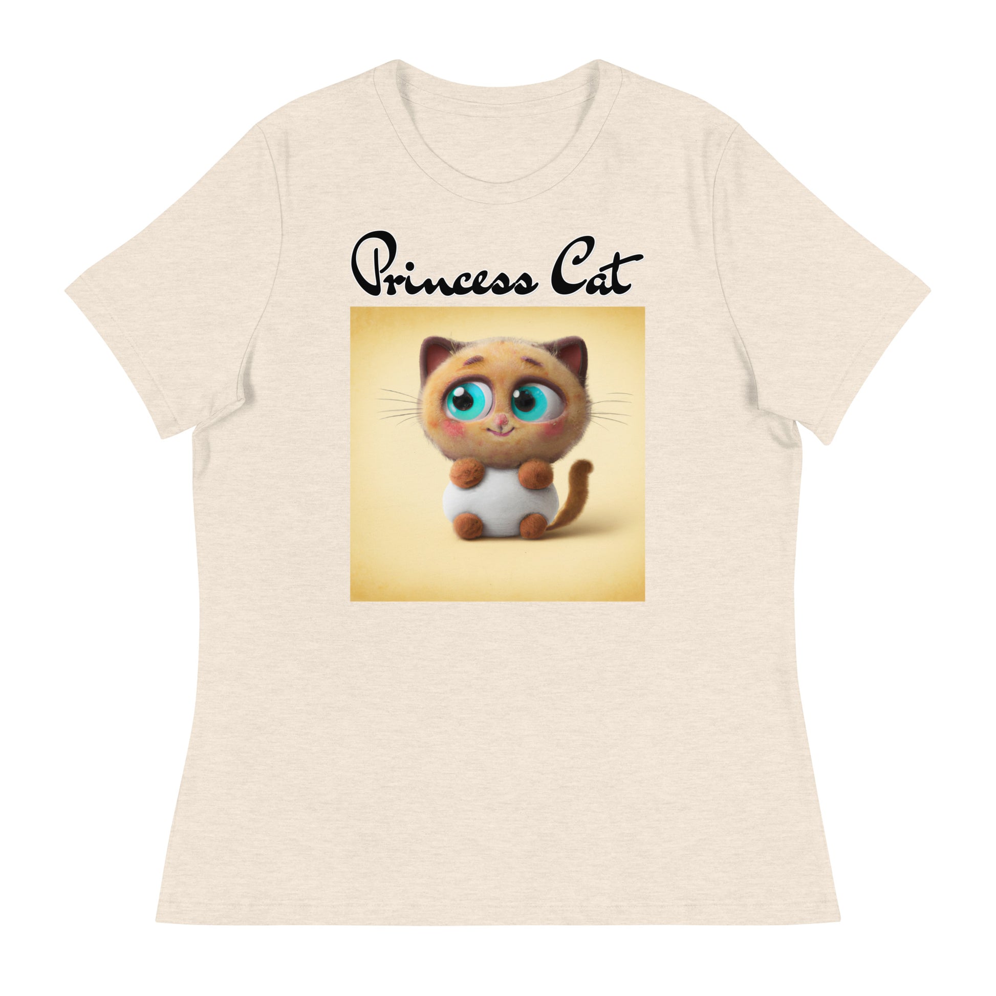 Women's T-Shirt with Happy Fluffy Kitten with a text "Princess Cat" at $25.97 found at Personalizedpetlovergifts