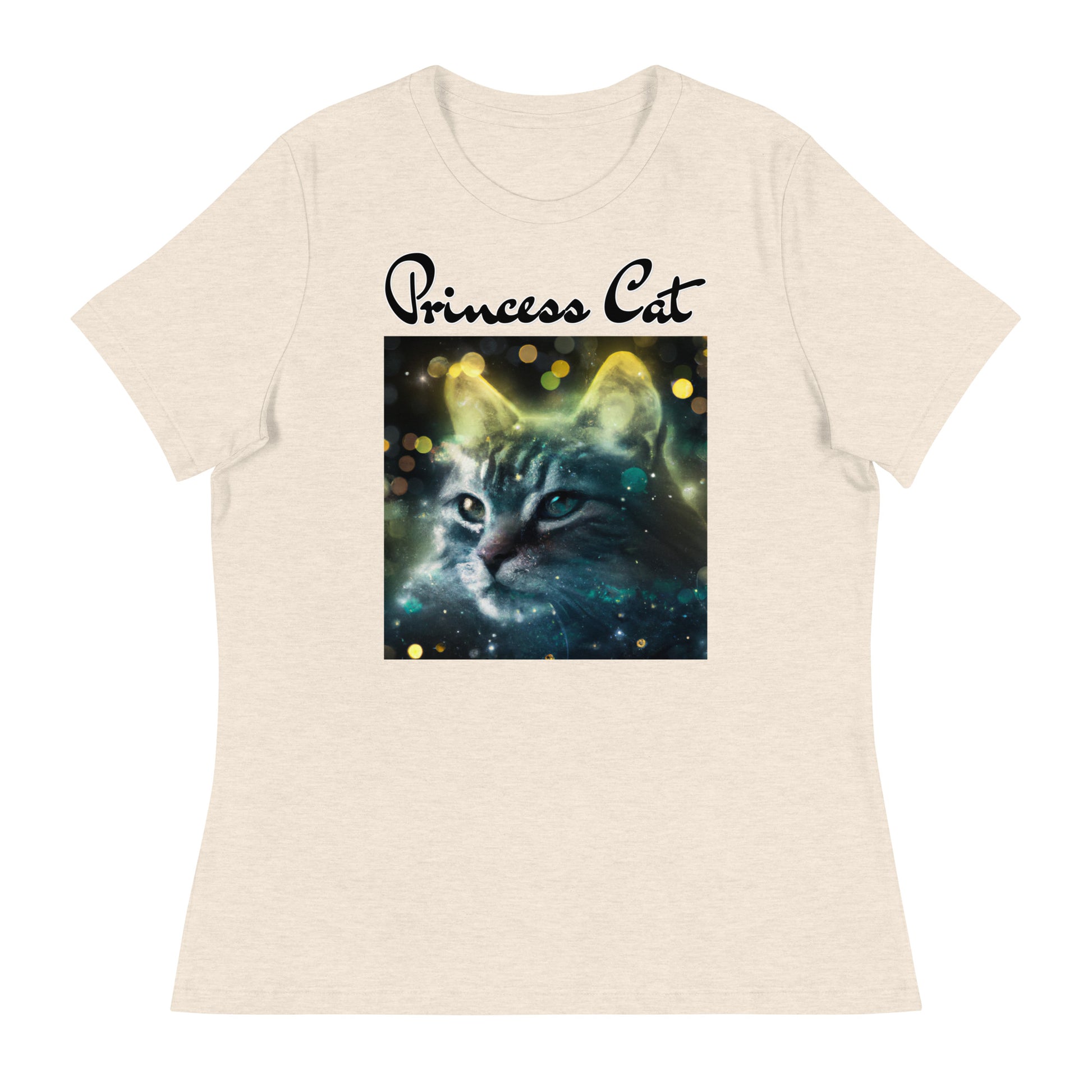 Women's T-Shirt with Green Space Cat with a text "Princess Cat" at $25.97 found at Personalizedpetlovergifts