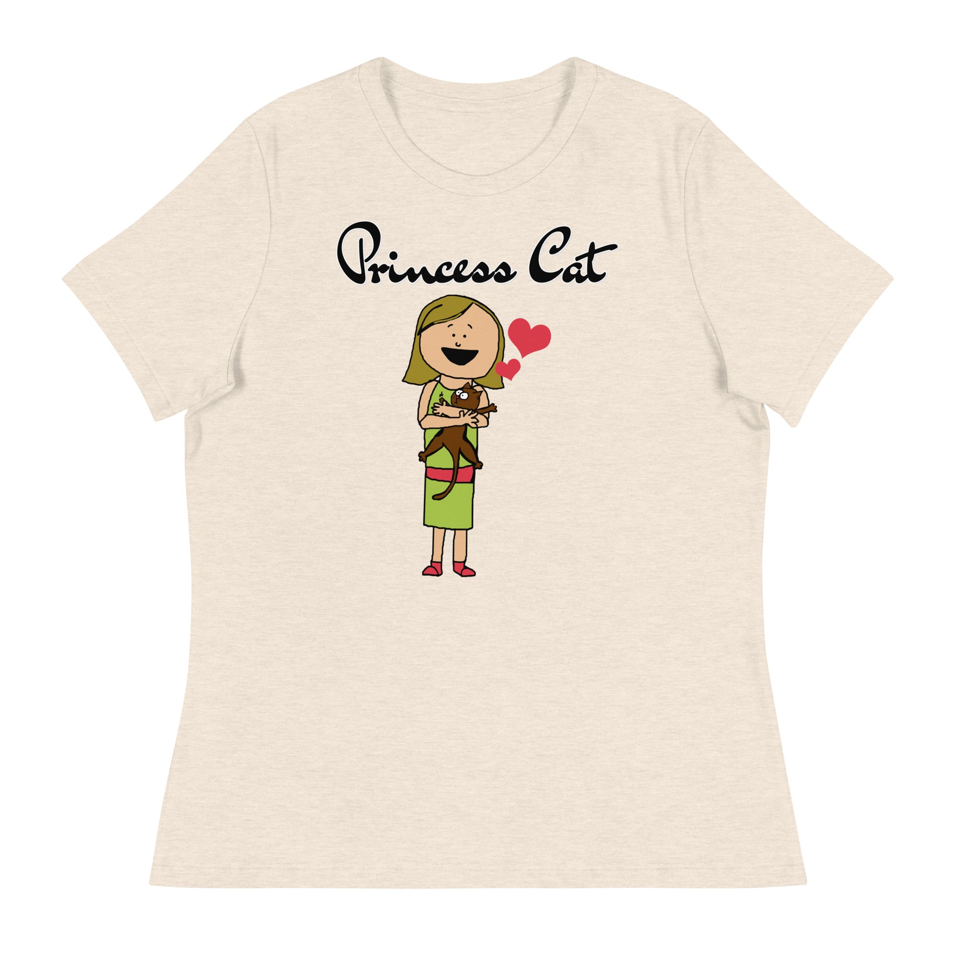 Women's T-Shirt with Girl Holding a Kitten with a text "Princess Cat" at $25.97 found at Personalizedpetlovergifts