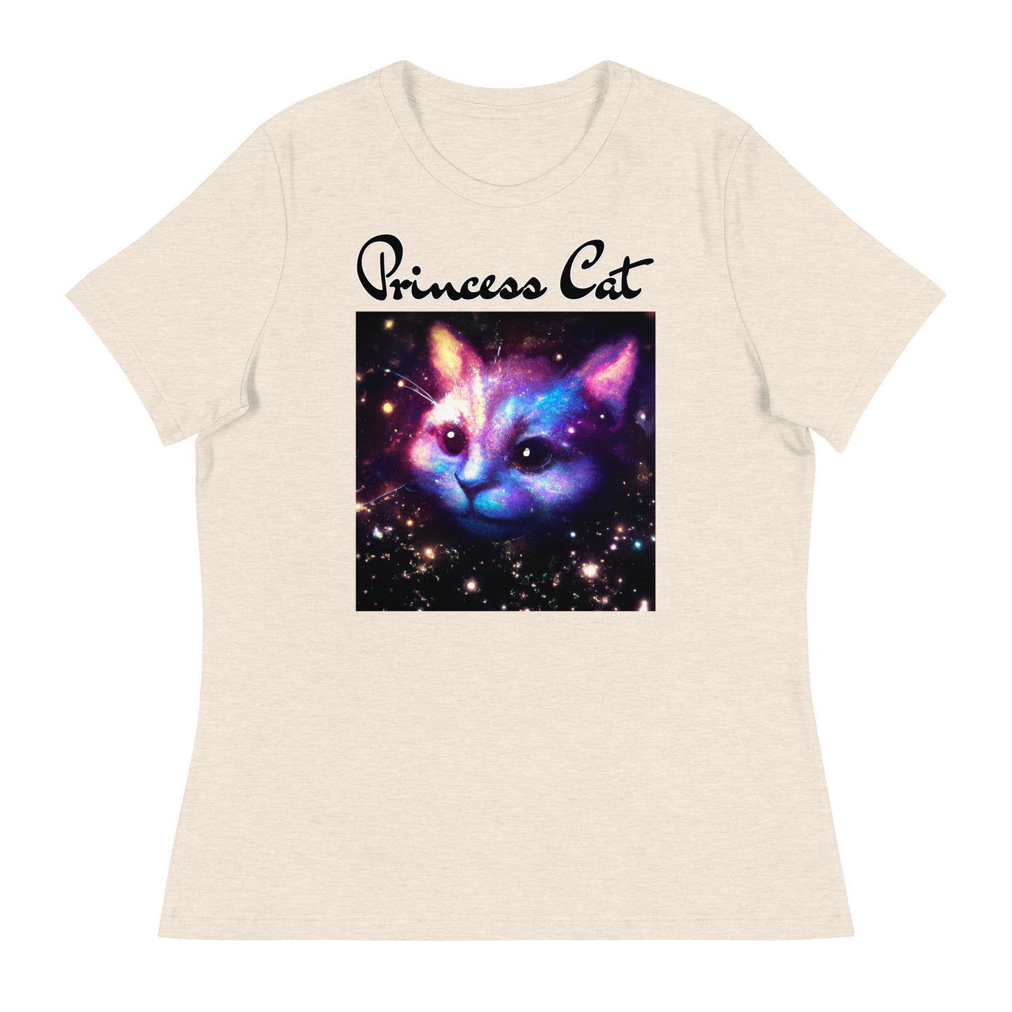 Women's T-Shirt with Galaxy Cat with a text "Princess Cat" at $25.97 found at Personalizedpetlovergifts