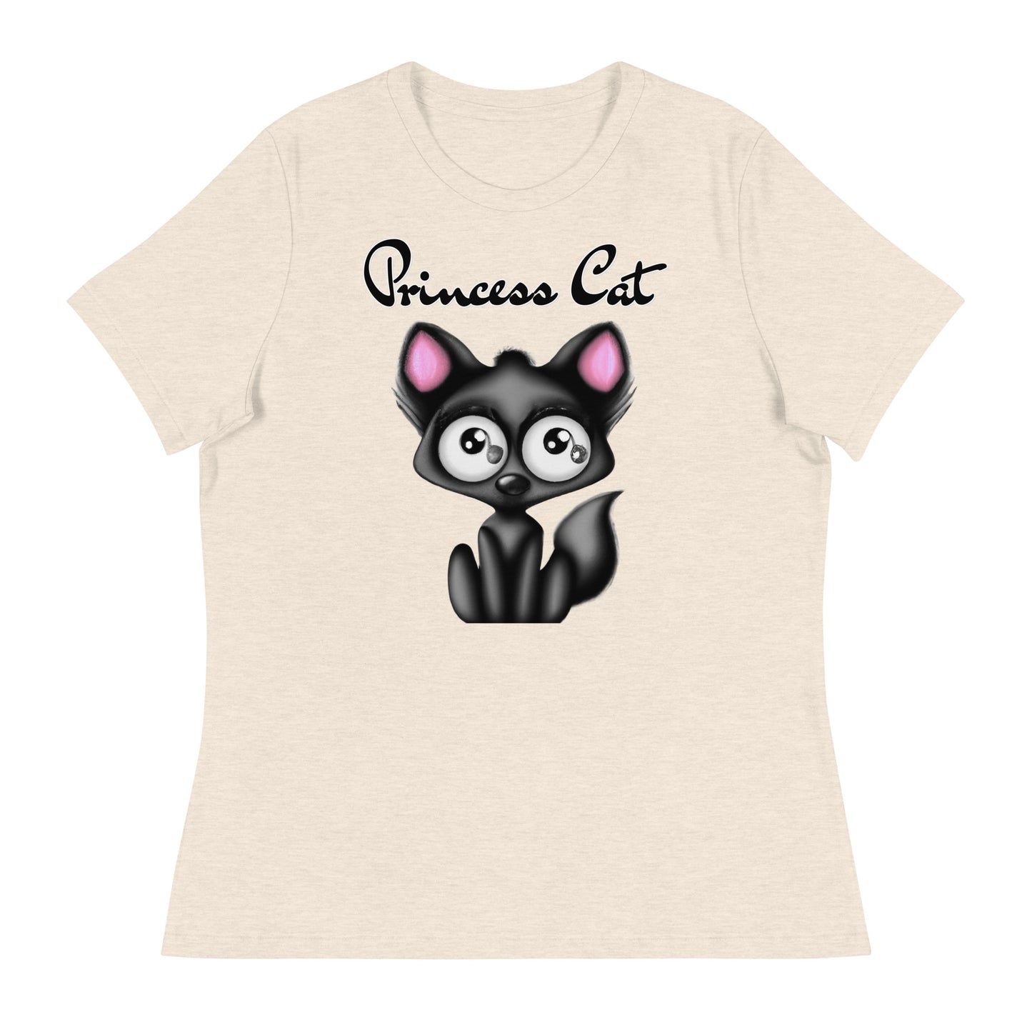 Women's T-Shirt with Funny Black Kitten with a text "Princess Cat" at $25.97 found at Personalizedpetlovergifts