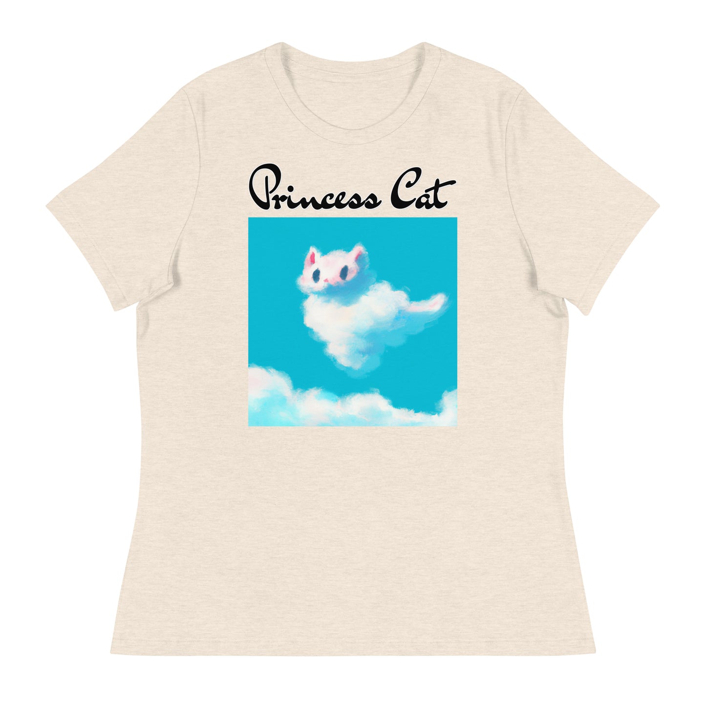 Women's T-Shirt with Fluffy White Cloud Kitten with a text "Princess Cat" at $25.97 found at Personalizedpetlovergifts