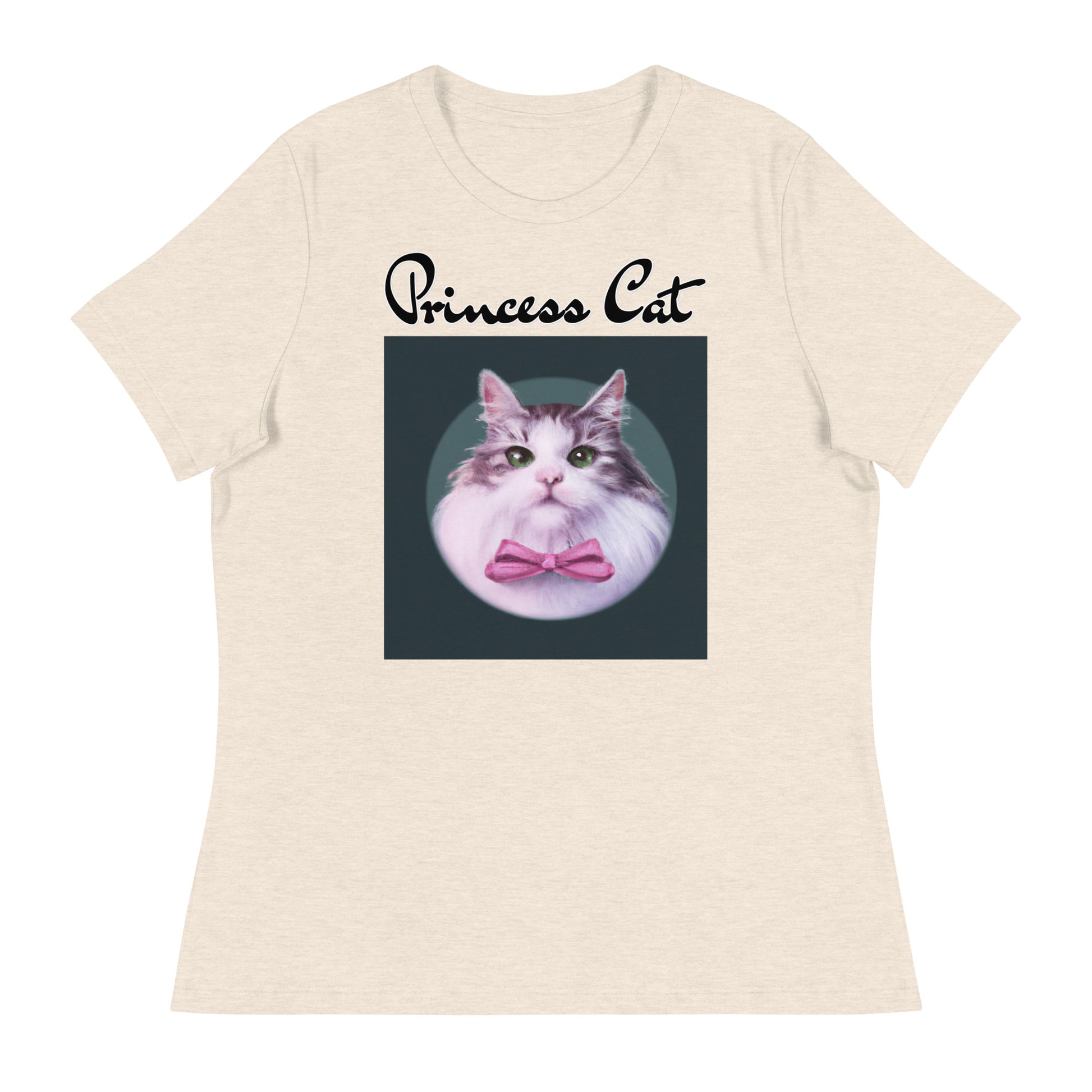 Women's T-Shirt with Fluffy Kitten With a Pink Bow with a text "Princess Cat" at $25.97 found at Personalizedpetlovergifts