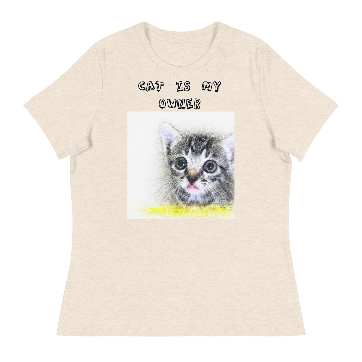 Women's White T-Shirt with Pencil Drawing Of a Cat with a text "Cat Is My Owner" at $25.97 found at Personalizedpetlovergifts