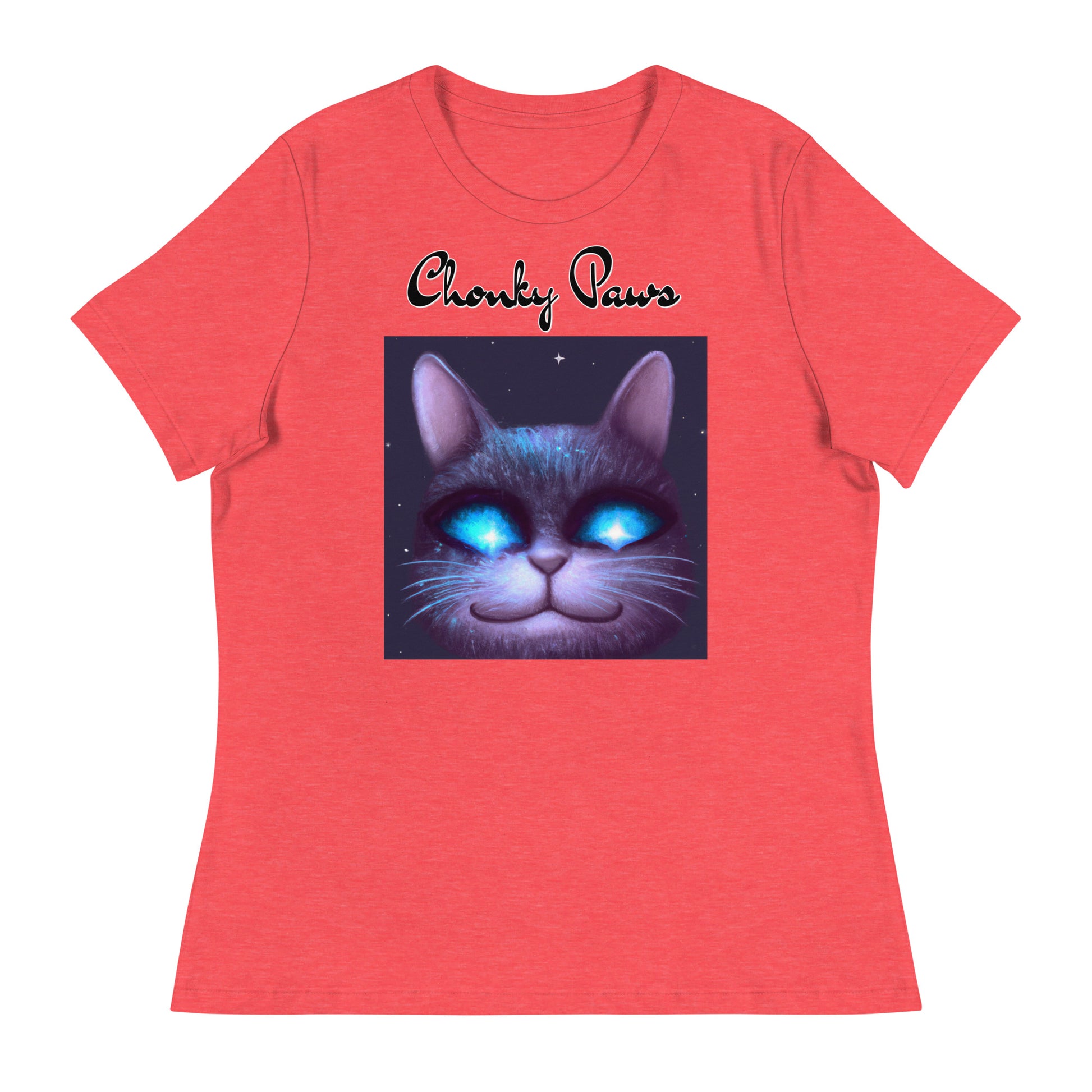 Women's T-Shirt with Happy Blue Eyed Cat with a text "Chonky Paws" at $25.97 found at Personalizedpetlovergifts