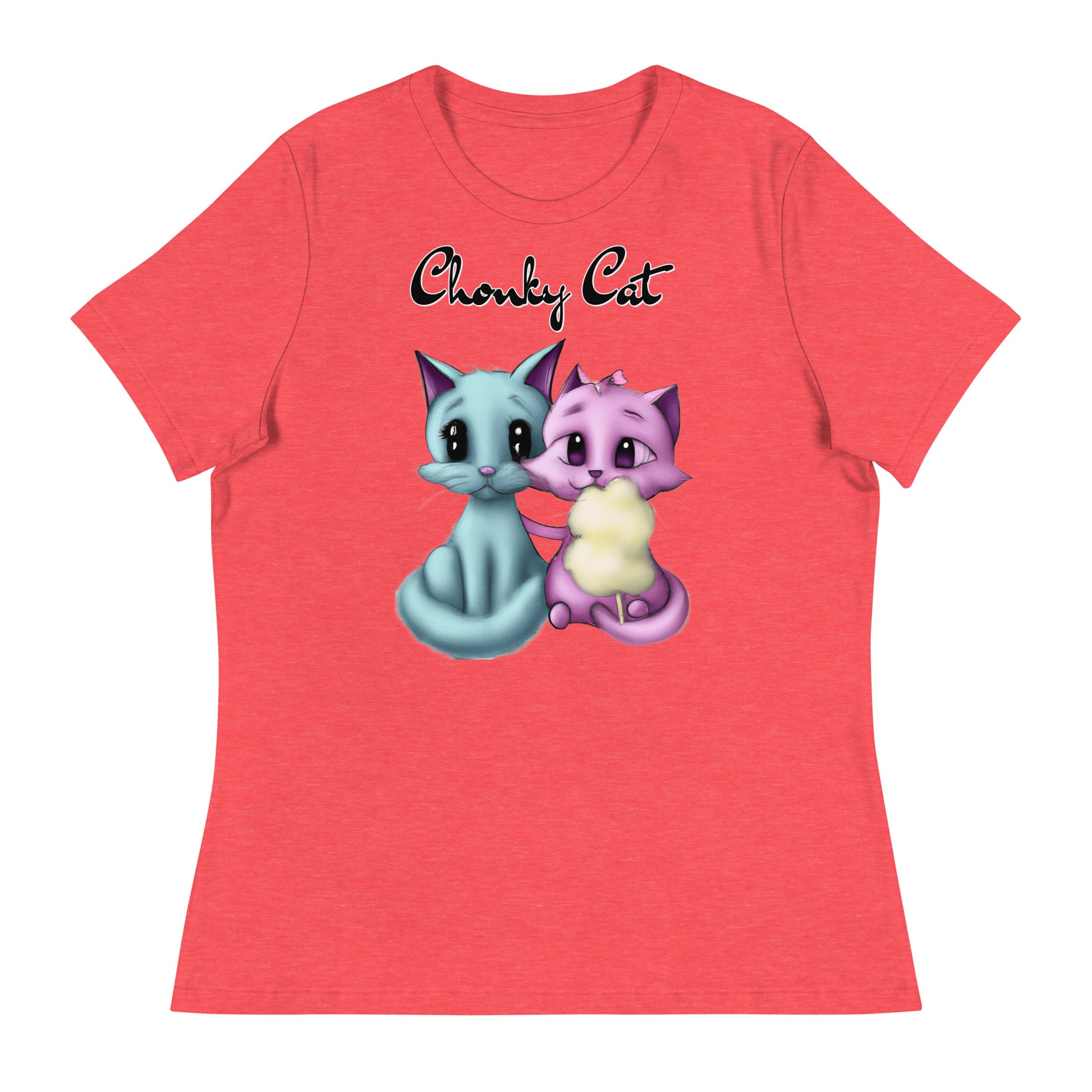 Women's T-Shirt with Hugging Kittens With Cotton Candy with a text "Chonky Cat" at $25.97 found at Personalizedpetlovergifts