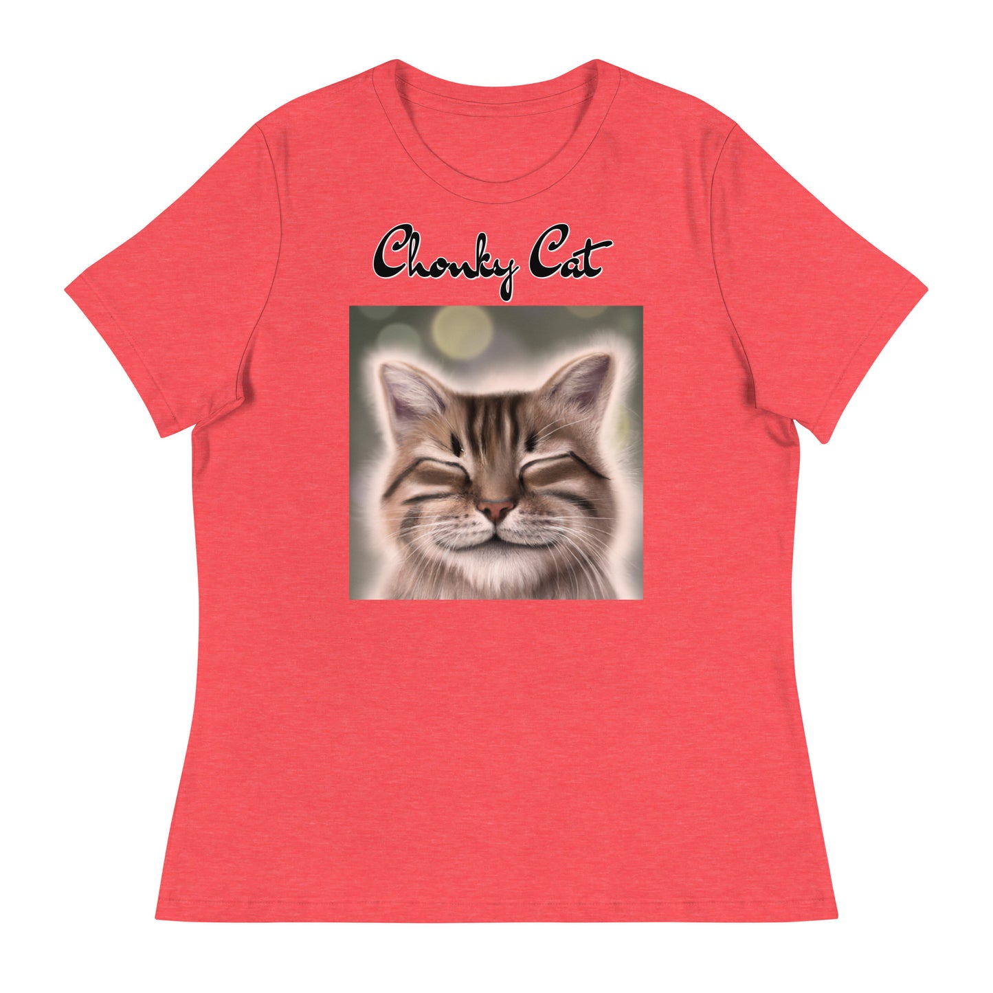 Women's T-Shirt with Happy Cat with a text "Chonky Cat" at $25.97 found at Personalizedpetlovergifts