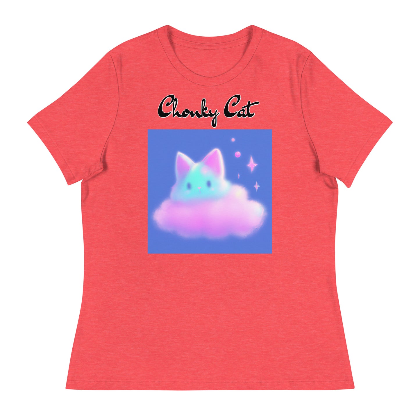 Women's T-Shirt with Fluffy Pink Cloud Kitten with a text "Chonky Cat" at $25.97 found at Personalizedpetlovergifts