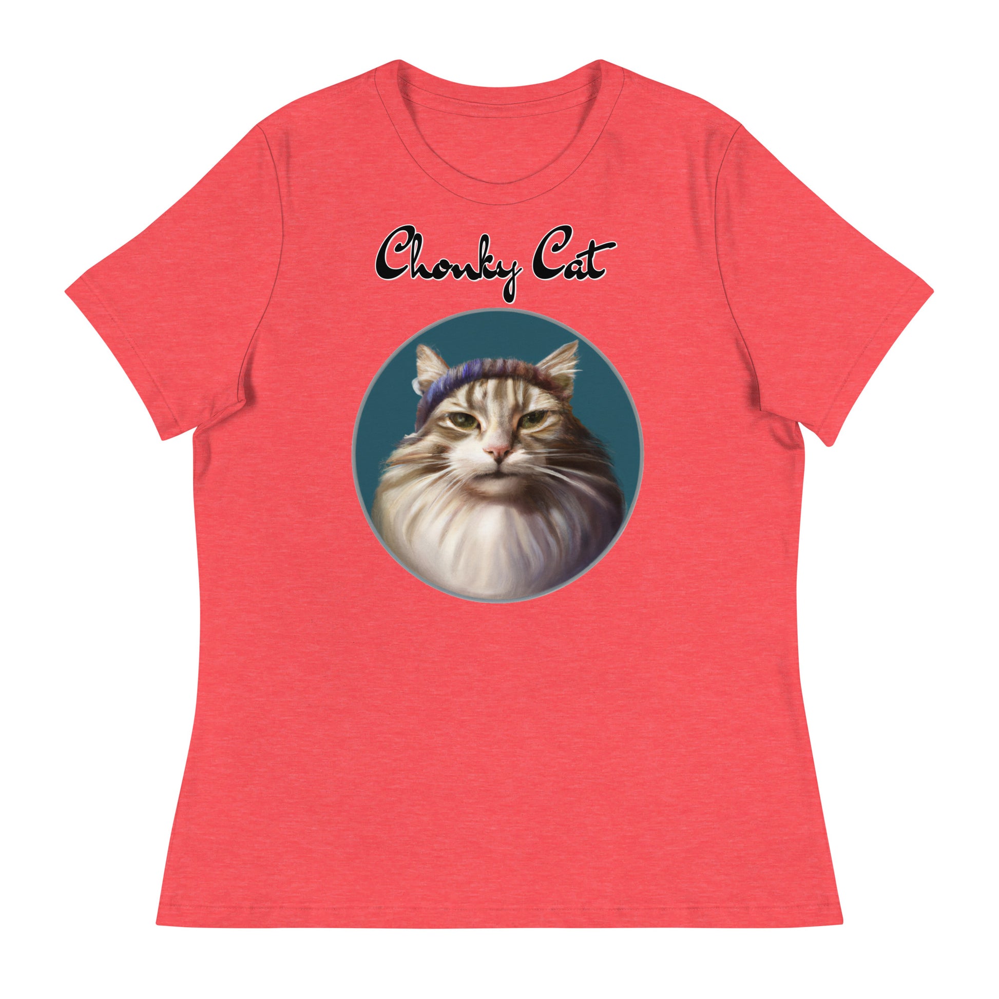 Women's T-Shirt with Fluffy Kitten With a Wool Headband with a text "Chonky Cat" at $25.97 found at Personalizedpetlovergifts