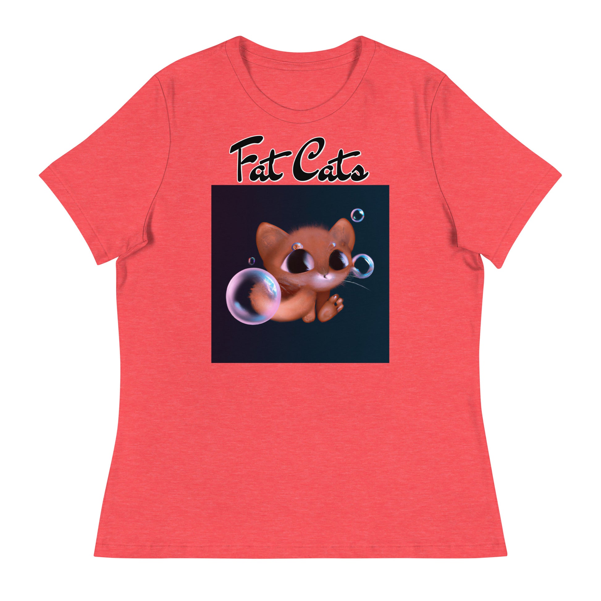 Women's T-Shirt with Kitten And Soap Bubbles with a text "Fat Cats" at $25.97 found at Personalizedpetlovergifts