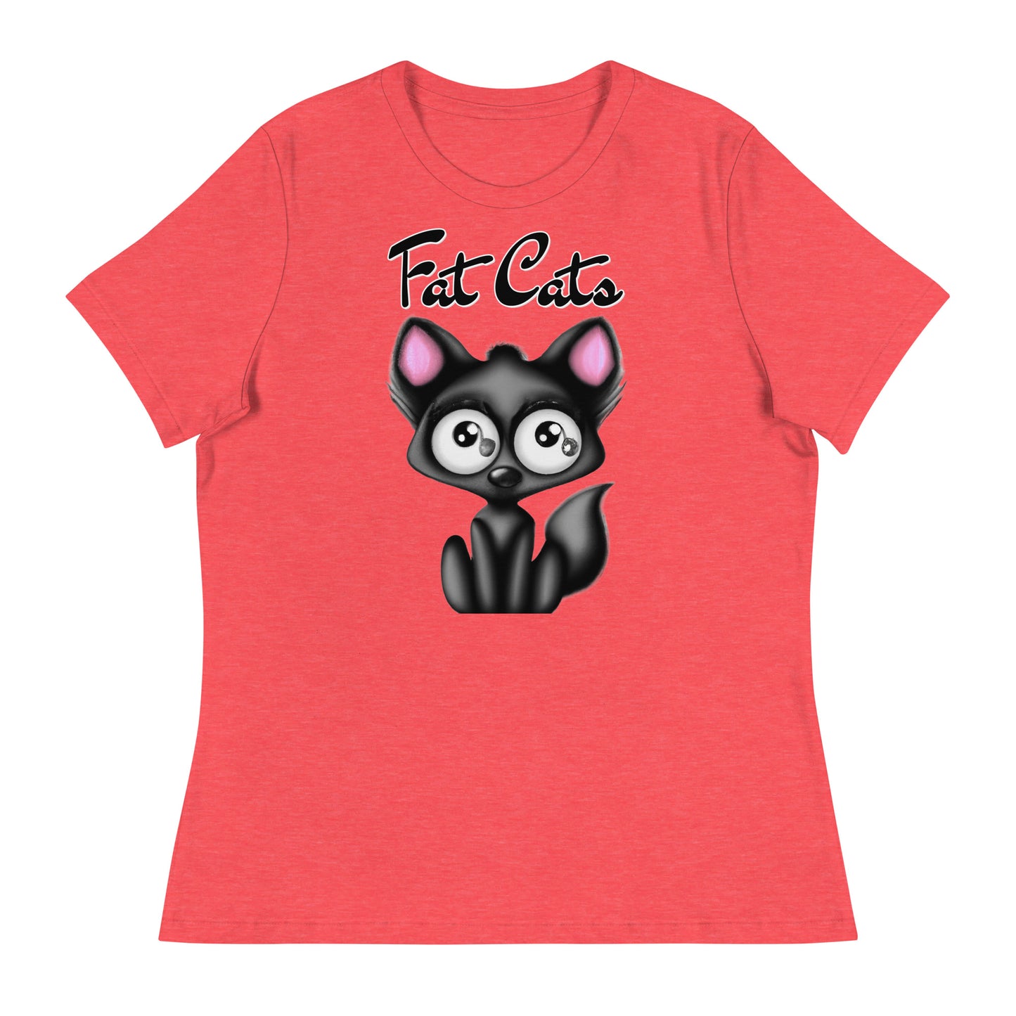 Women's T-Shirt with Funny Black Kitten with a text "Fat Cats" at $25.97 found at Personalizedpetlovergifts