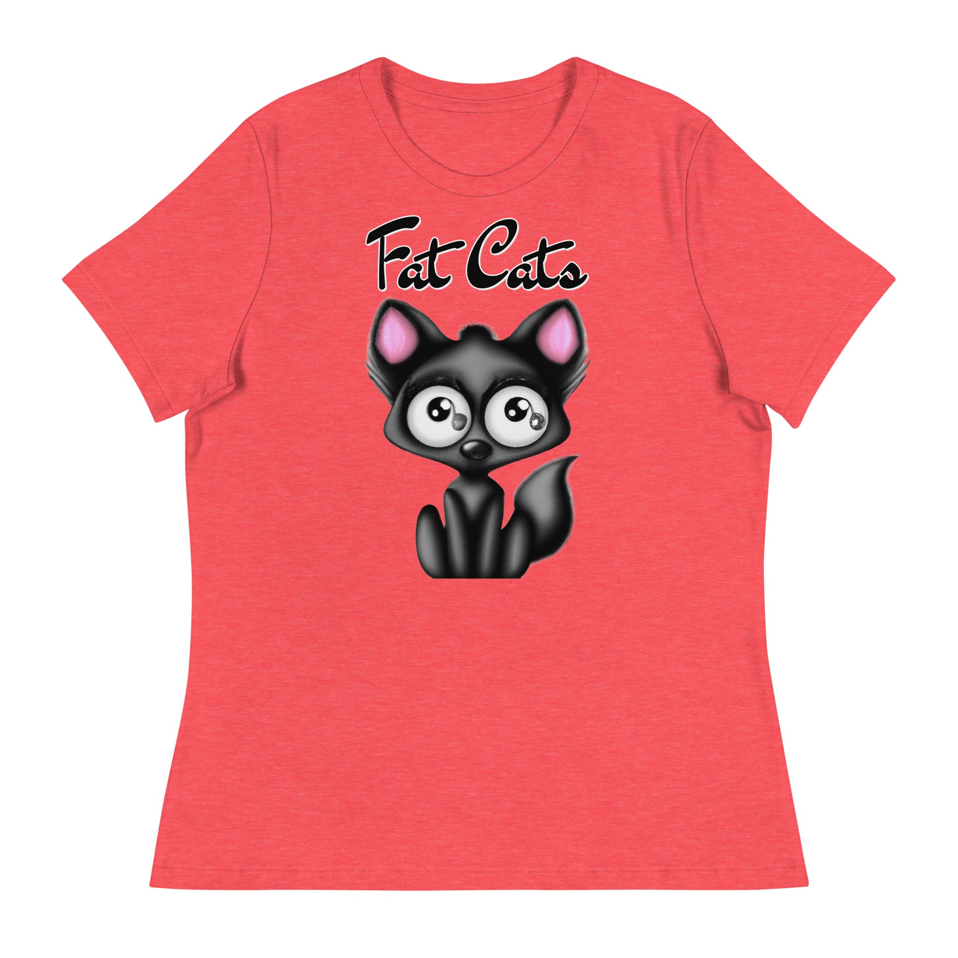 Women's T-Shirt with Funny Black Kitten with a text "Fat Cats" at $25.97 found at Personalizedpetlovergifts