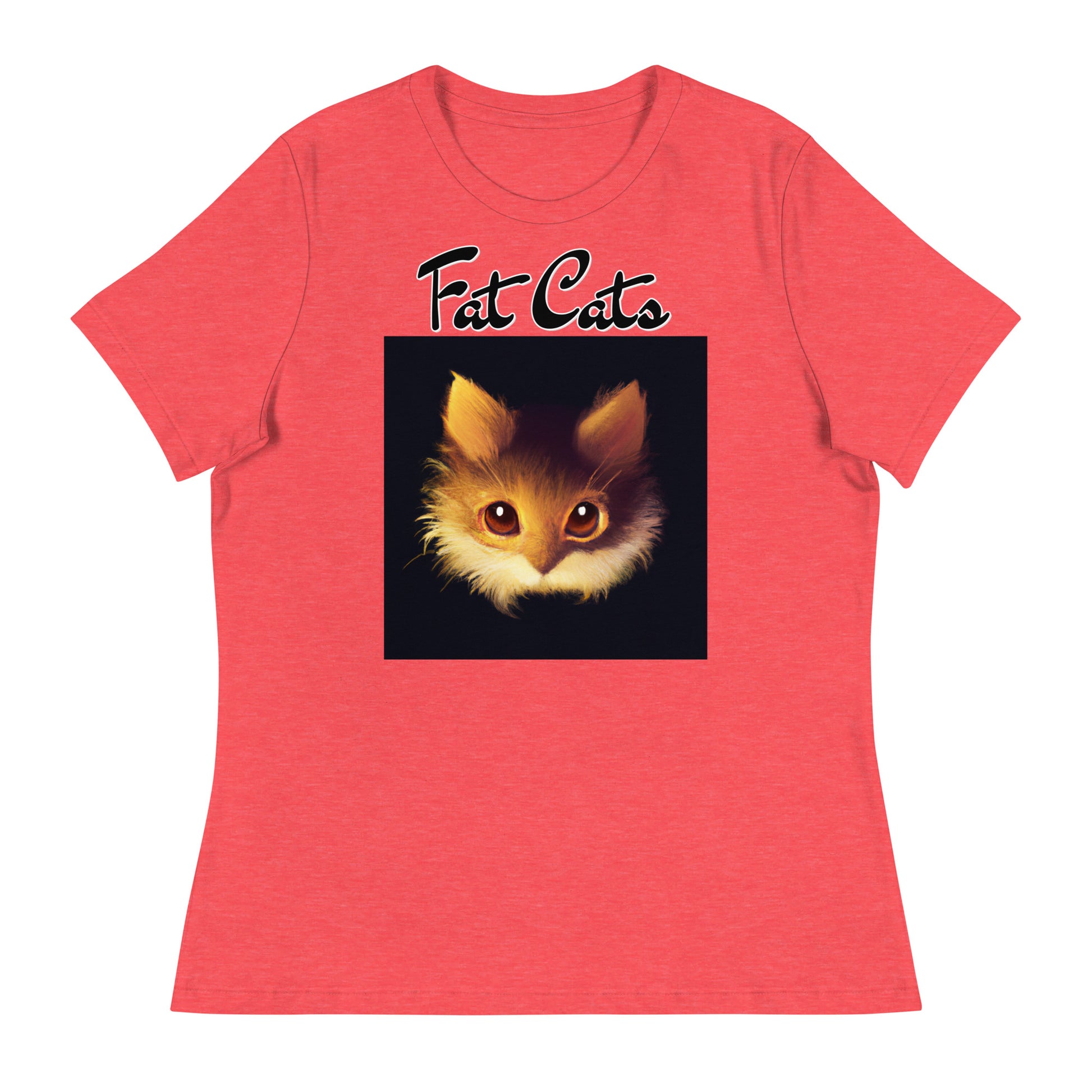 Women's T-Shirt with Fluffy Orange Cat Portrait with a text "Fat Cats" at $25.97 found at Personalizedpetlovergifts