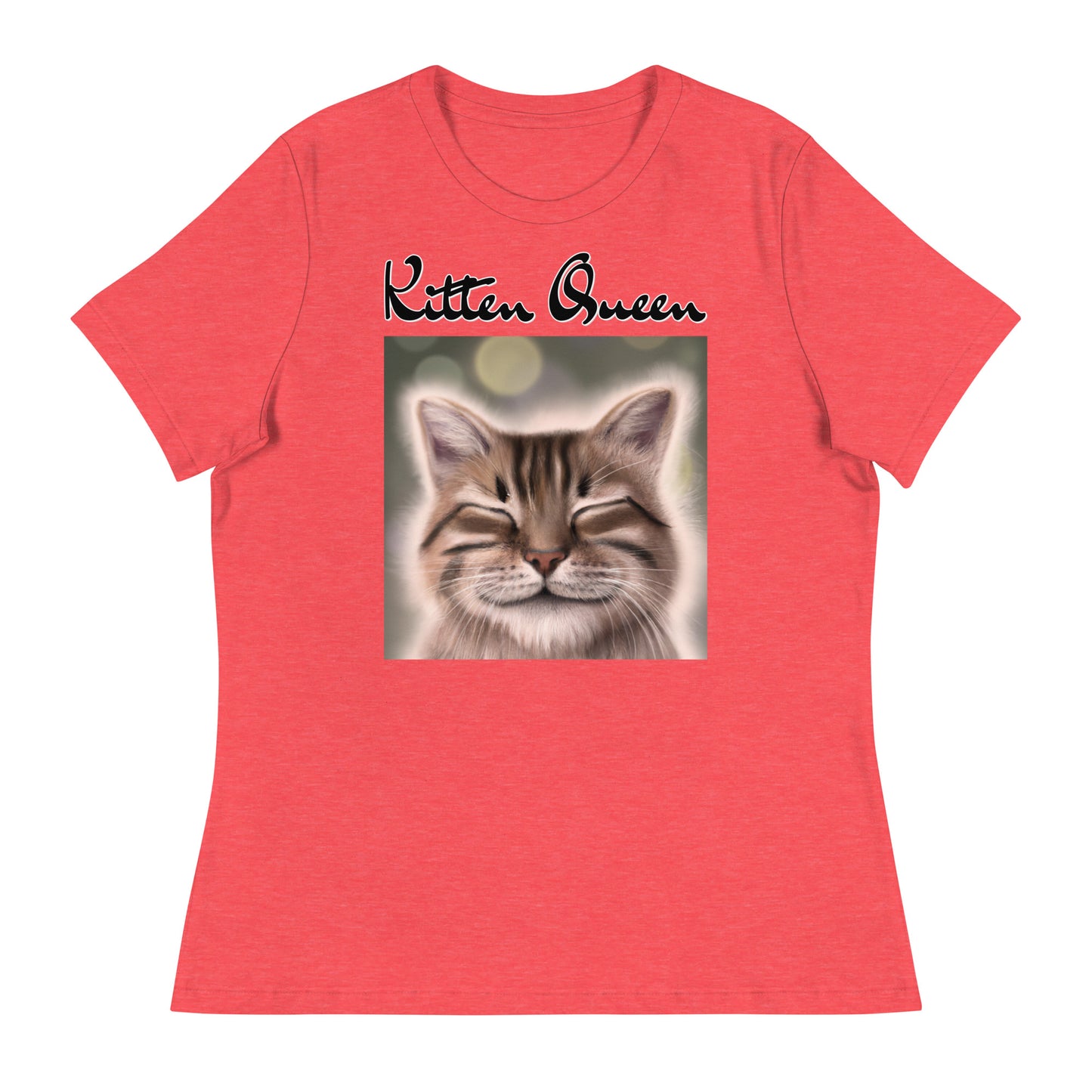 Women's T-Shirt with Happy Cat with a text "Kitten Queen" at $25.97 found at Personalizedpetlovergifts