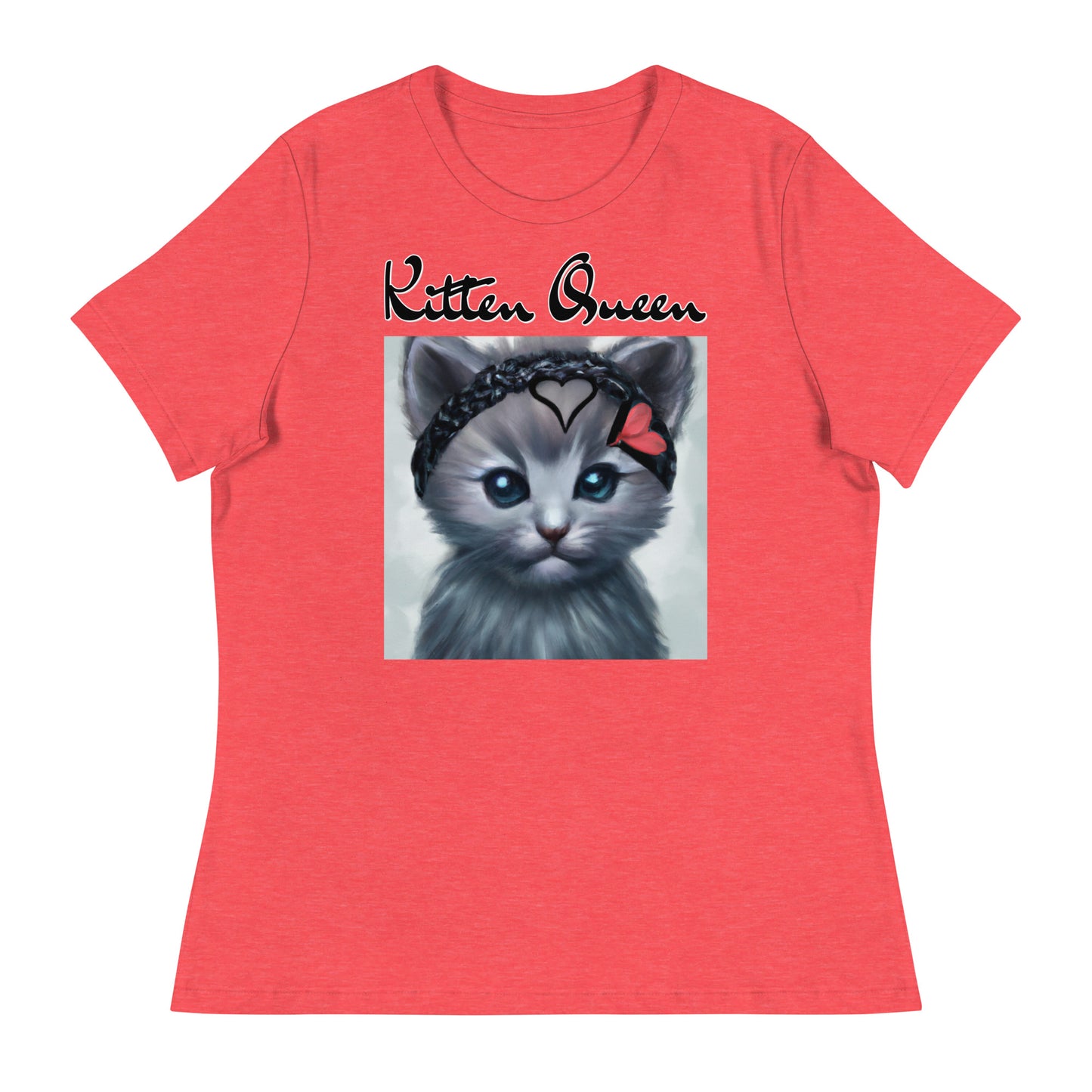 Women's T-Shirt with Grey Kitten With a Headband with a text "Kitten Queen" at $25.97 found at Personalizedpetlovergifts