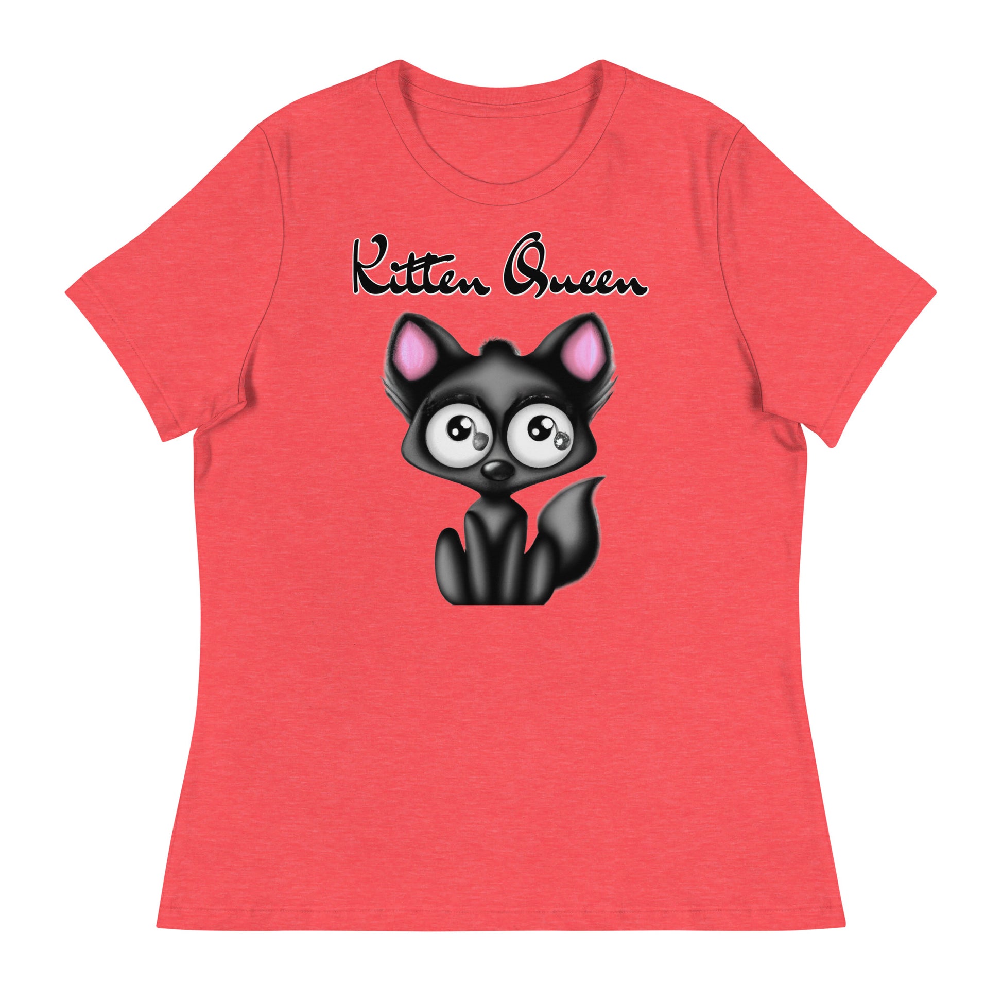 Women's T-Shirt with Funny Black Kitten with a text "Kitten Queen" at $25.97 found at Personalizedpetlovergifts