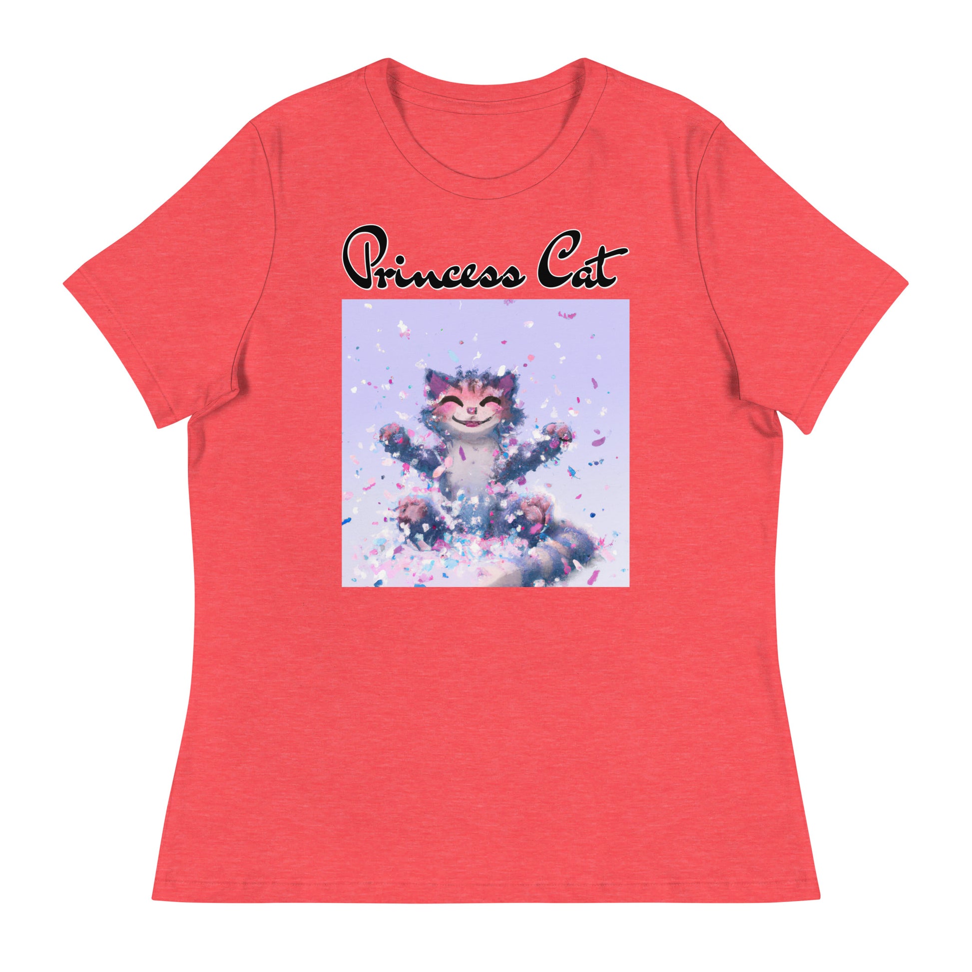 Women's T-Shirt with Kitten Enjoying Confetti with a text "Princess Cat" at $25.97 found at Personalizedpetlovergifts