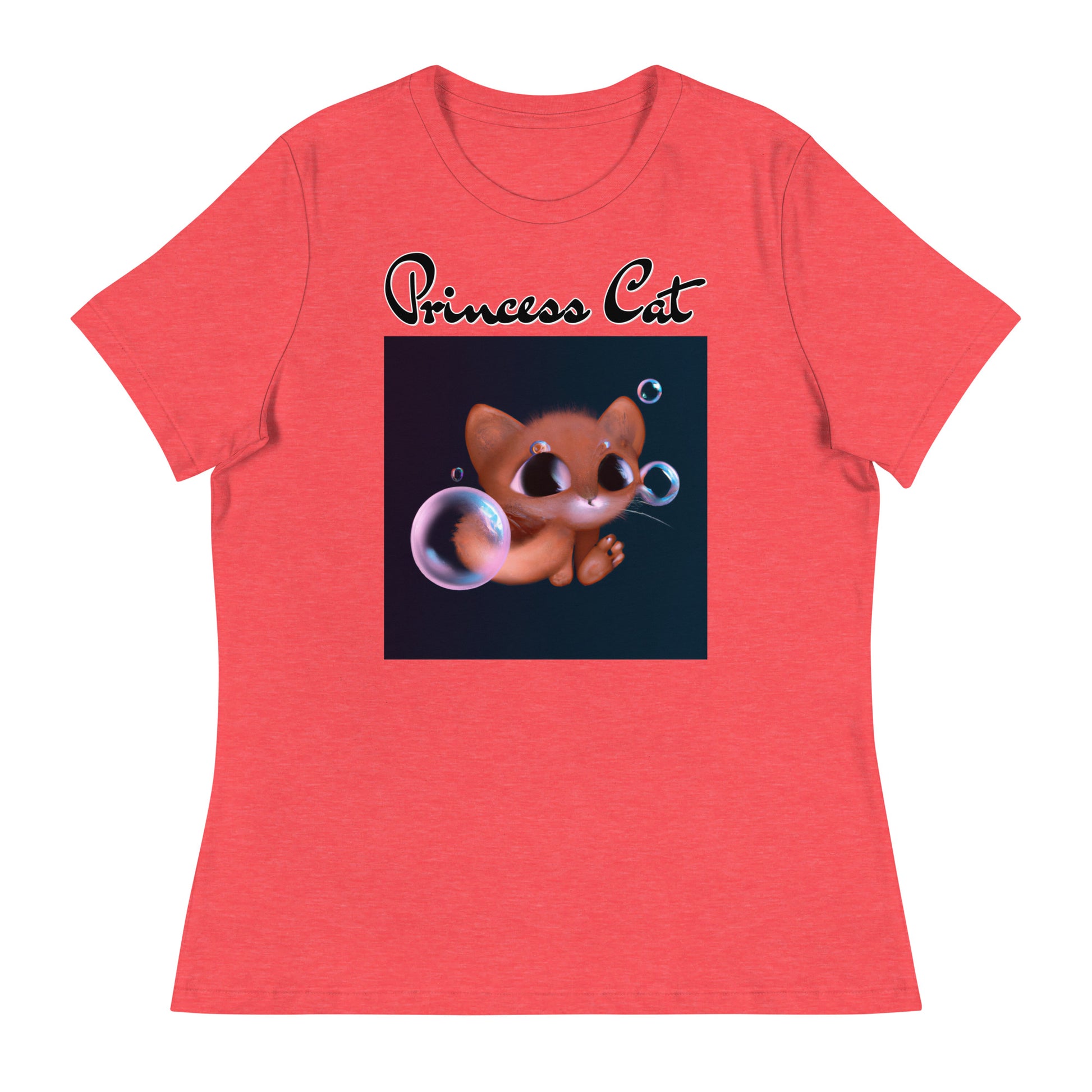 Women's T-Shirt with Kitten And Soap Bubbles with a text "Princess Cat" at $25.97 found at Personalizedpetlovergifts