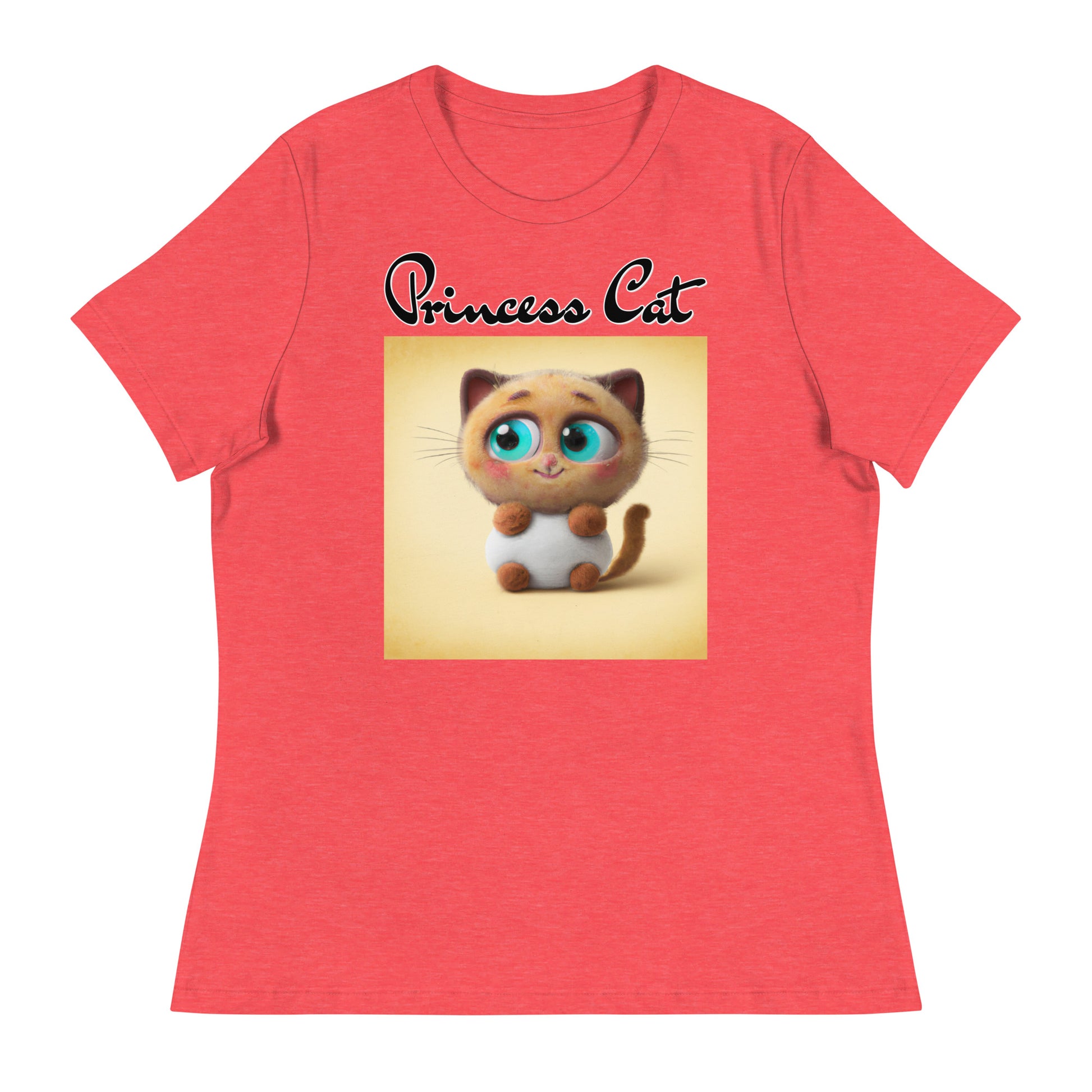 Women's T-Shirt with Happy Fluffy Kitten with a text "Princess Cat" at $25.97 found at Personalizedpetlovergifts