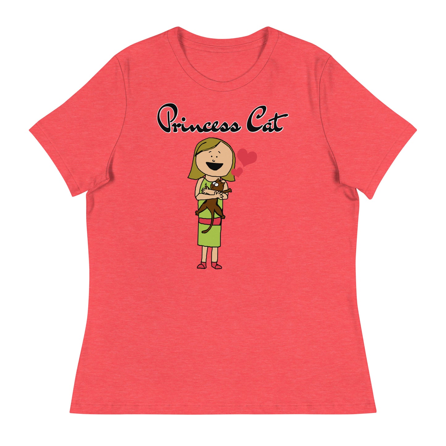 Women's T-Shirt with Girl Holding a Kitten with a text "Princess Cat" at $25.97 found at Personalizedpetlovergifts