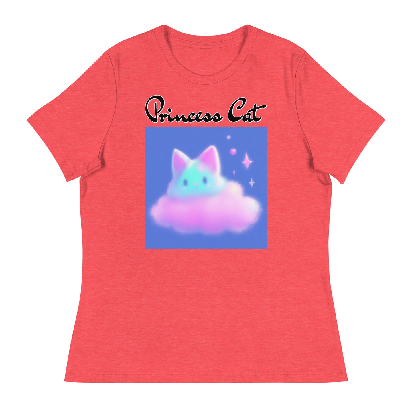 Women's T-Shirt with Fluffy Pink Cloud Kitten with a text "Princess Cat" at $25.97 found at Personalizedpetlovergifts