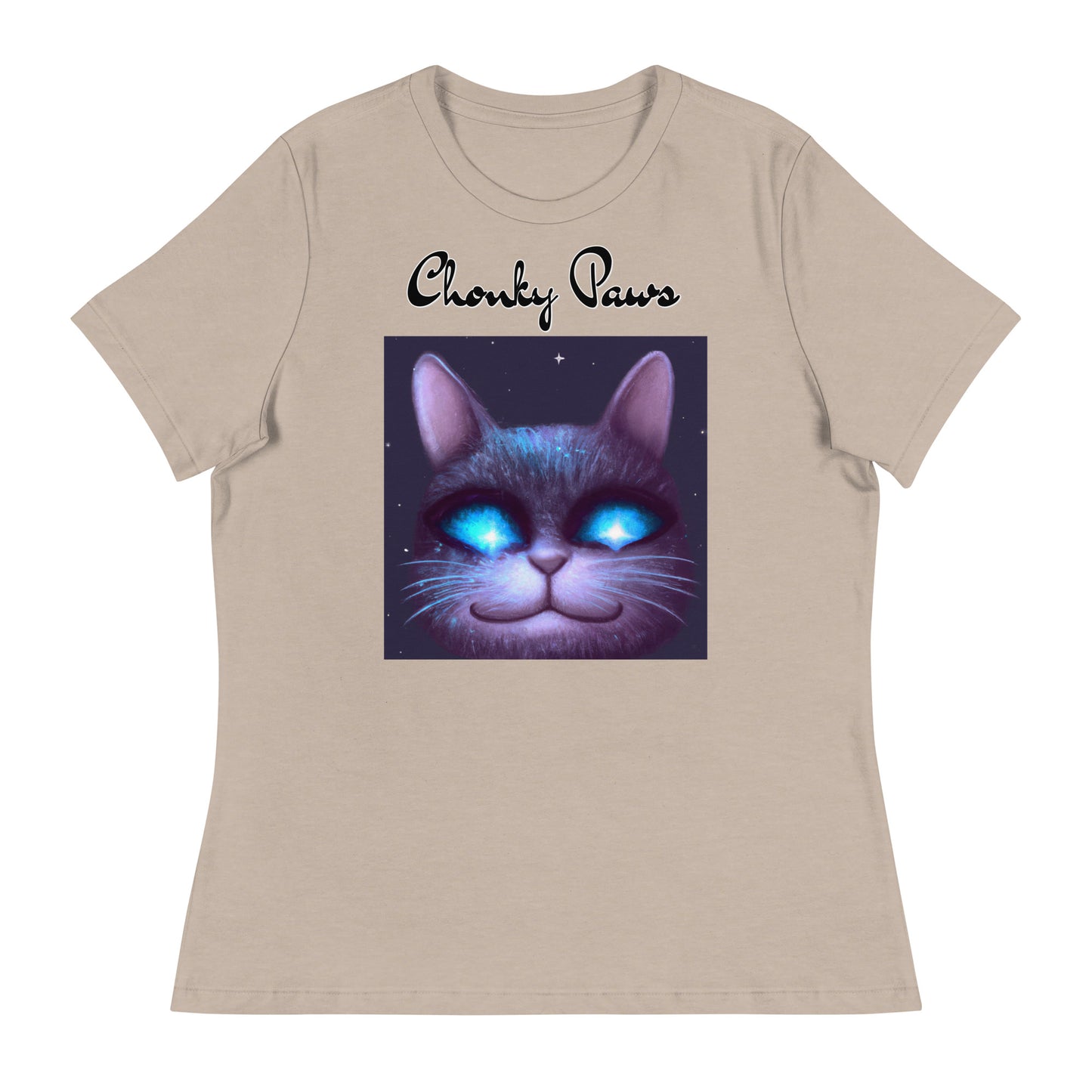 Women's T-Shirt with Happy Blue Eyed Cat with a text "Chonky Paws" at $25.97 found at Personalizedpetlovergifts