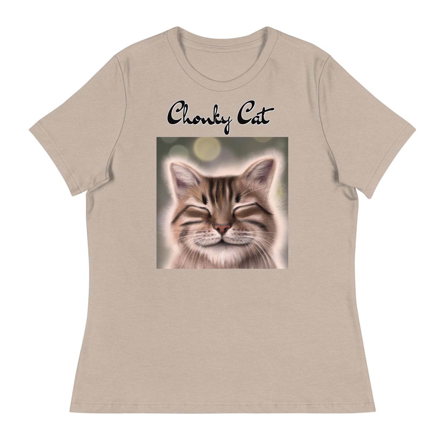 Women's T-Shirt with Happy Cat with a text "Chonky Cat" at $25.97 found at Personalizedpetlovergifts