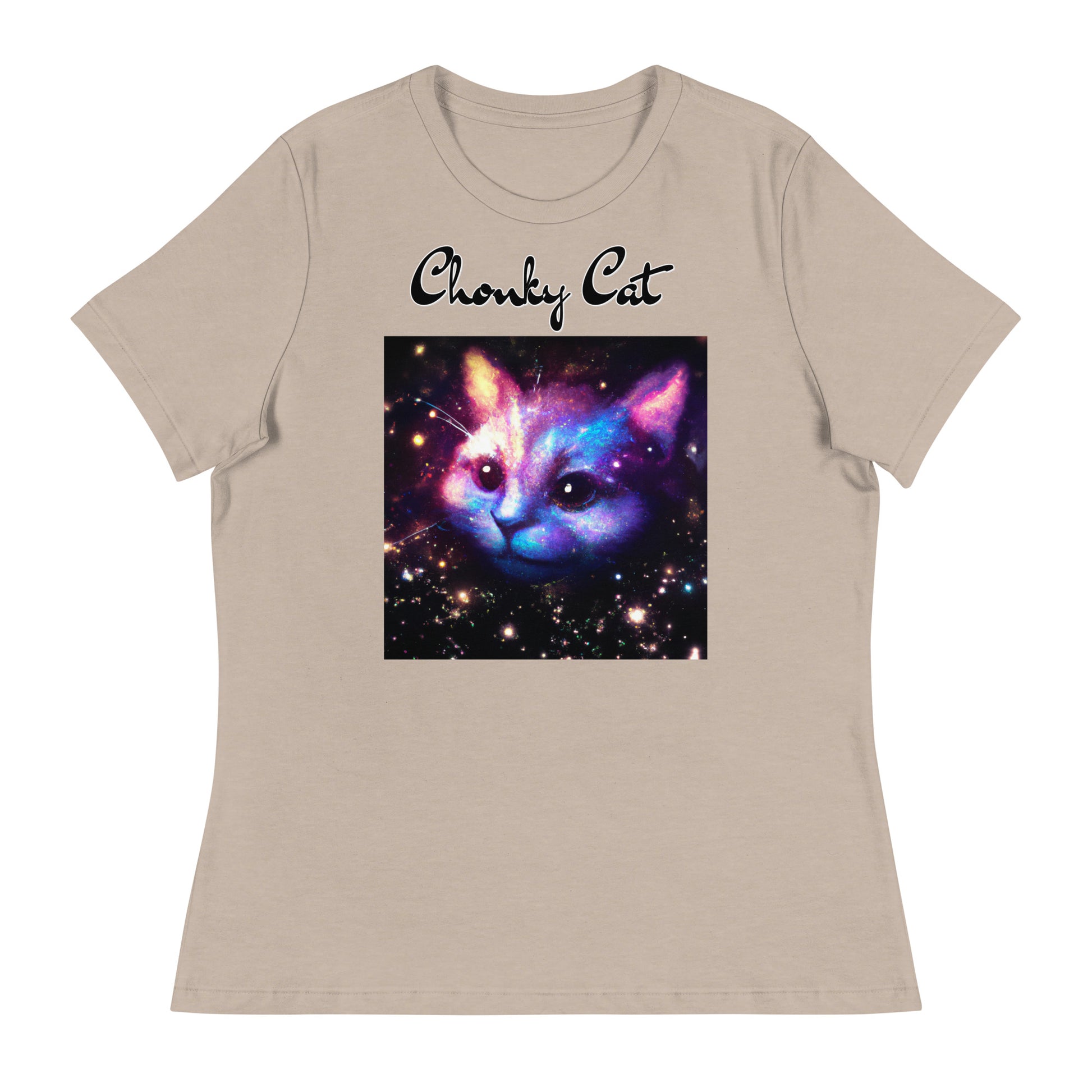 Women's T-Shirt with Galaxy Cat with a text "Chonky Cat" at $25.97 found at Personalizedpetlovergifts