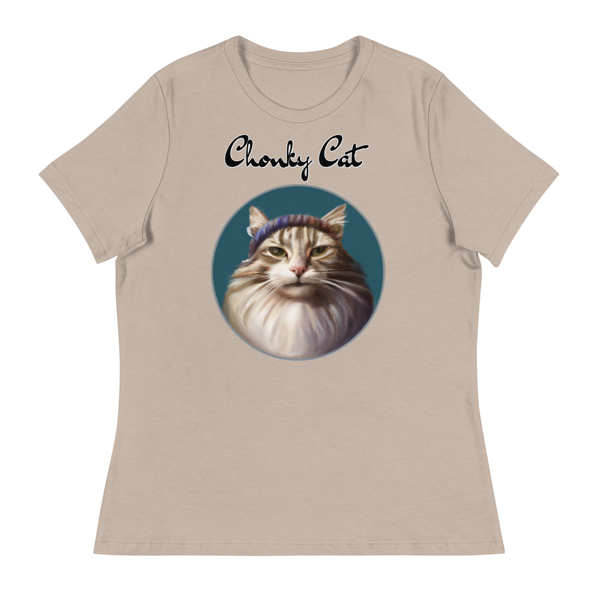 Women's T-Shirt with Fluffy Kitten With a Wool Headband with a text "Chonky Cat" at $25.97 found at Personalizedpetlovergifts