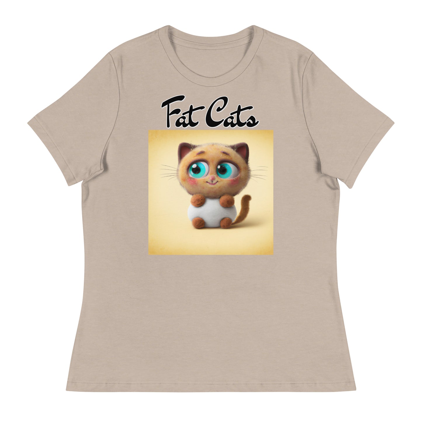 Women's T-Shirt with Happy Fluffy Kitten with a text "Fat Cats" at $25.97 found at Personalizedpetlovergifts