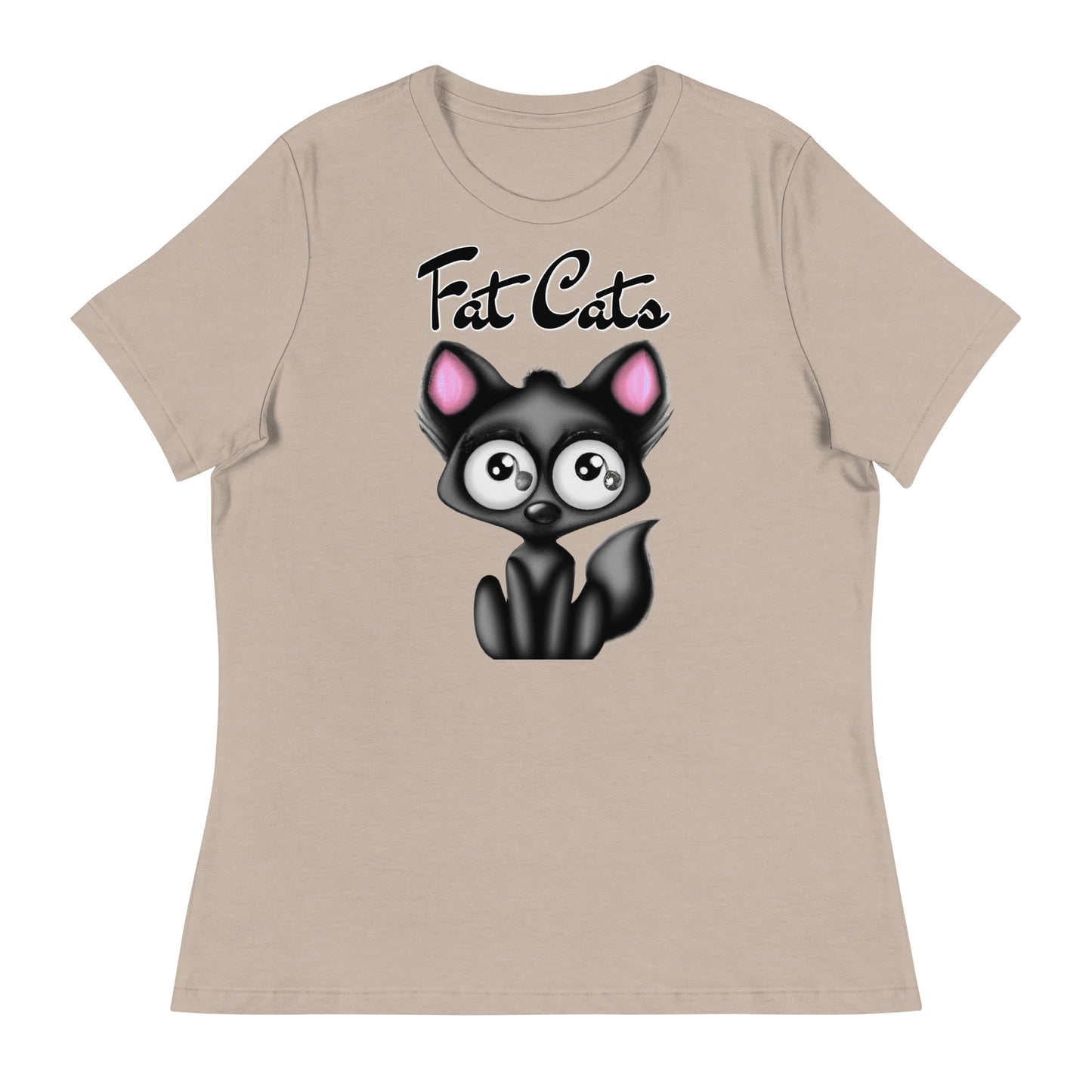 Women's T-Shirt with Funny Black Kitten with a text "Fat Cats" at $25.97 found at Personalizedpetlovergifts