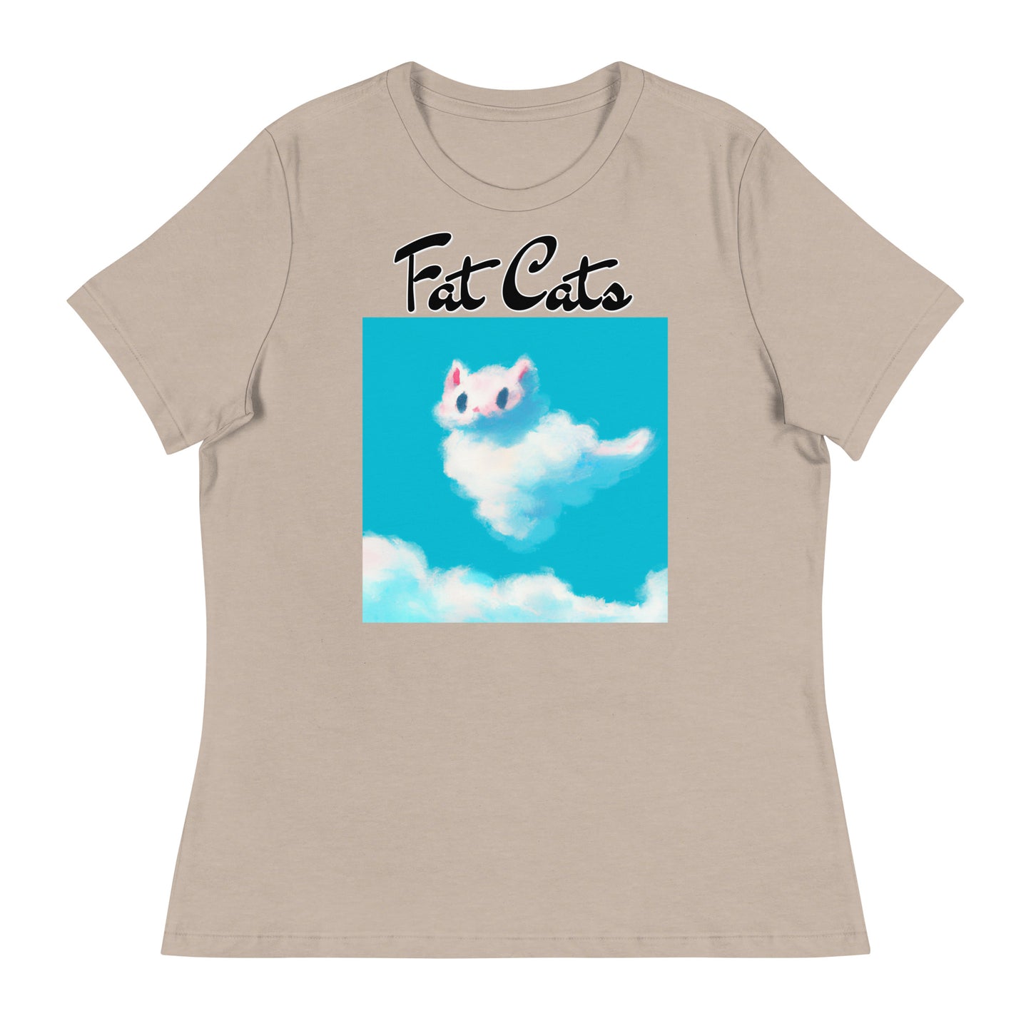 Women's T-Shirt with Fluffy White Cloud Kitten with a text "Fat Cats" at $25.97 found at Personalizedpetlovergifts