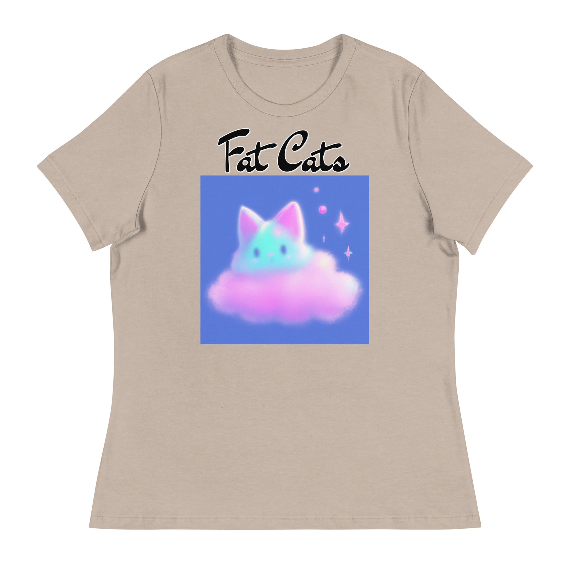 Women's T-Shirt with Fluffy Pink Cloud Kitten with a text "Fat Cats" at $25.97 found at Personalizedpetlovergifts