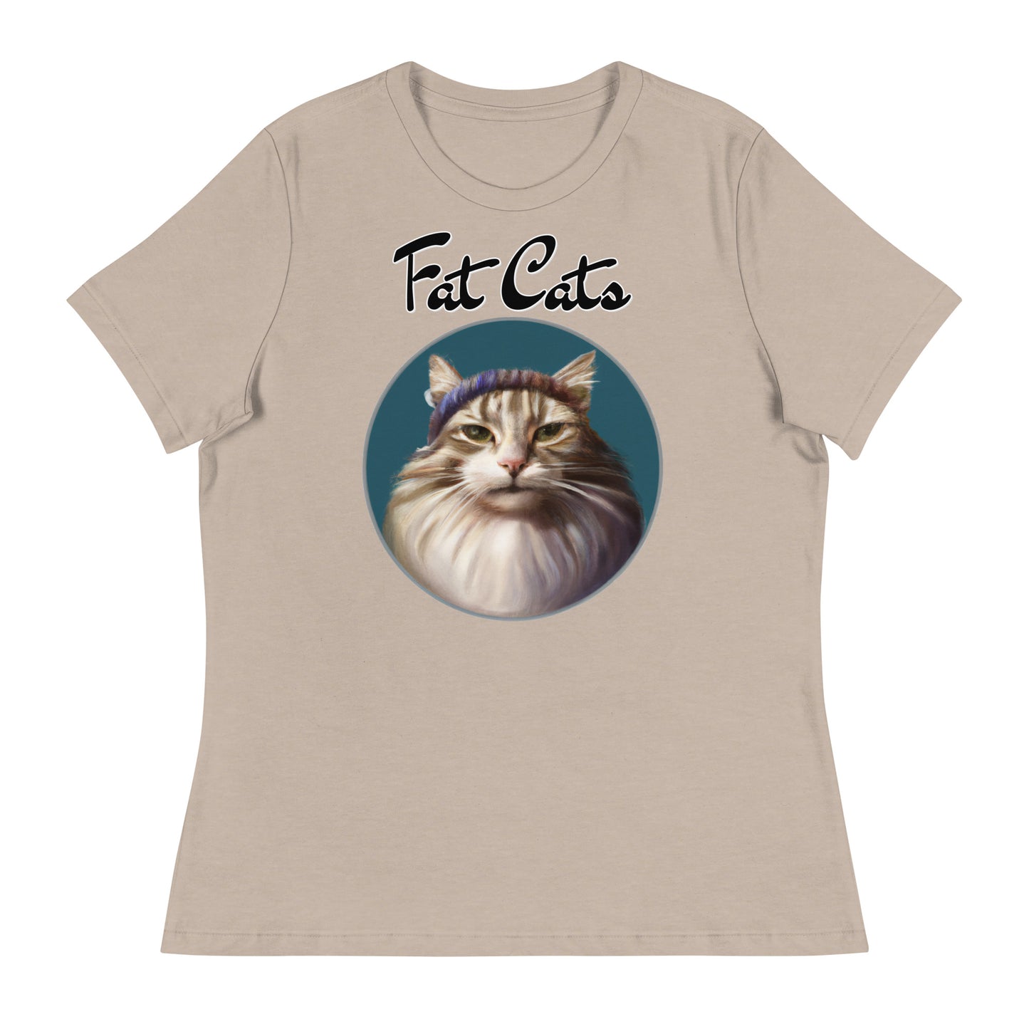 Women's T-Shirt with Fluffy Kitten With a Wool Headband with a text "Fat Cats" at $25.97 found at Personalizedpetlovergifts