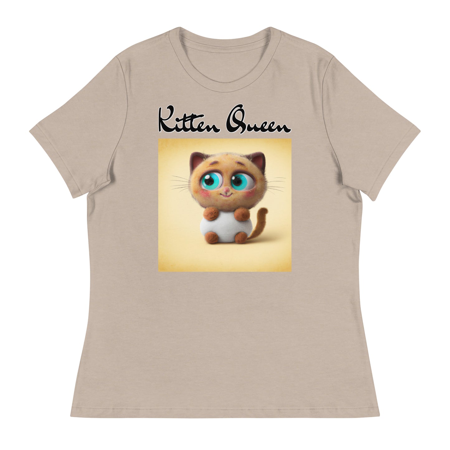 Women's T-Shirt with Happy Fluffy Kitten with a text "Kitten Queen" at $25.97 found at Personalizedpetlovergifts