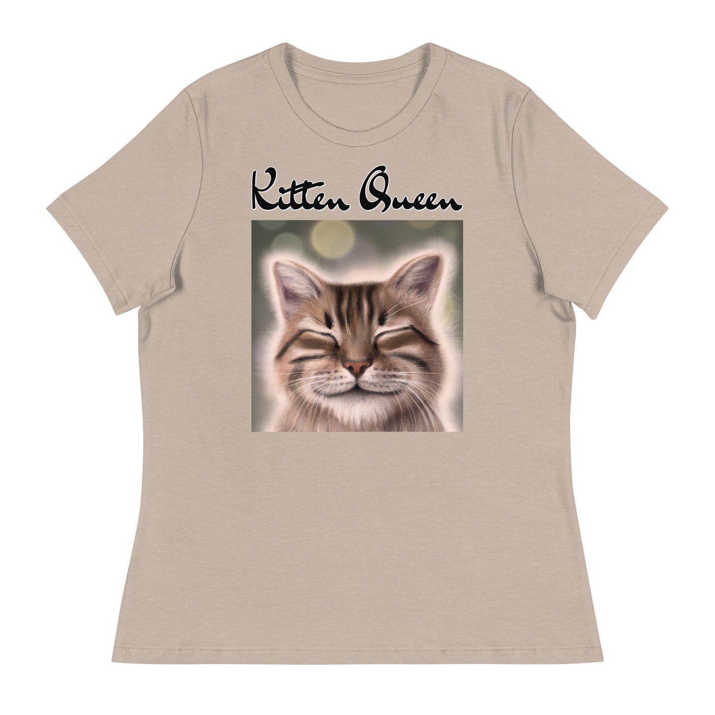 Women's T-Shirt with Happy Cat with a text "Kitten Queen" at $25.97 found at Personalizedpetlovergifts