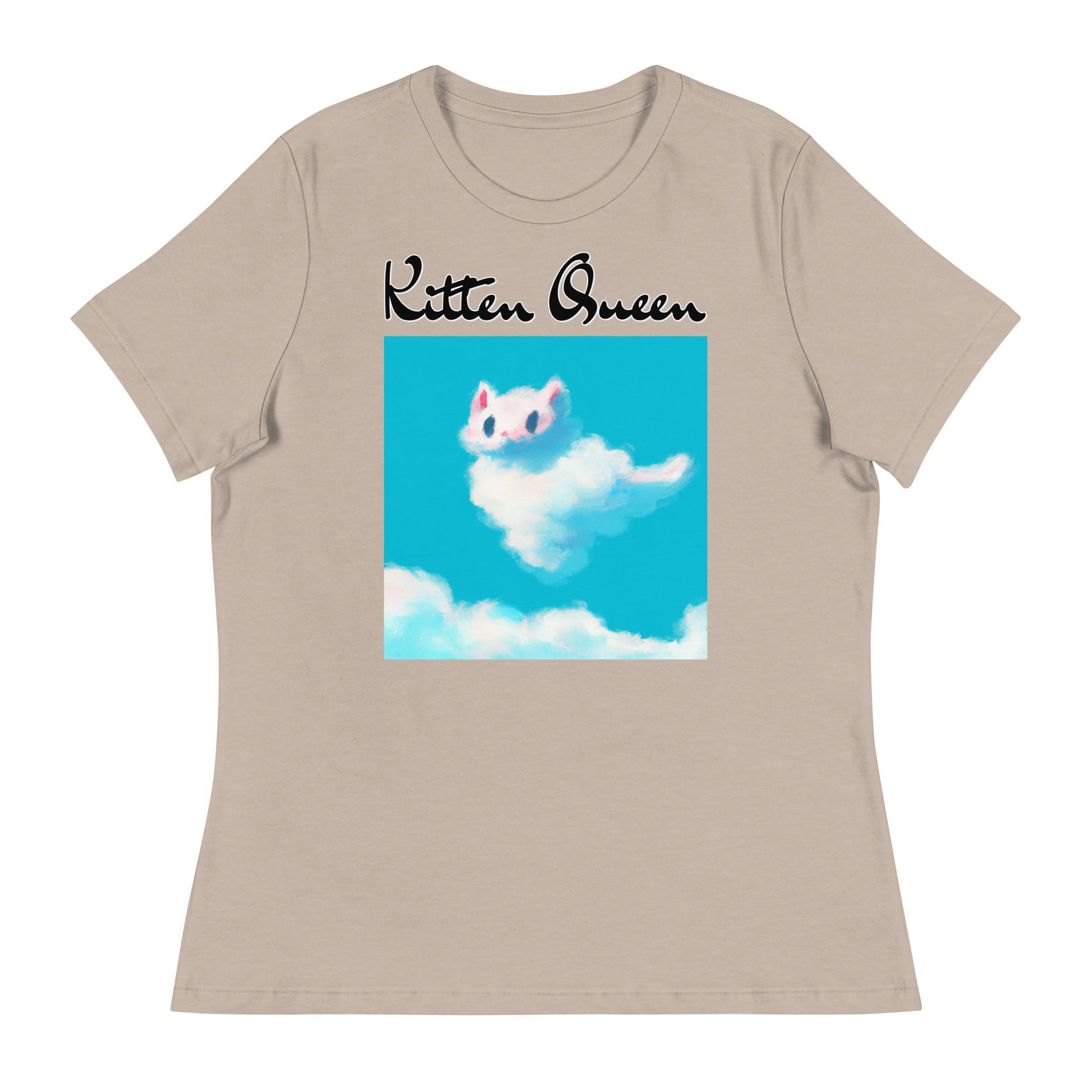 Women's T-Shirt with Fluffy White Cloud Kitten with a text "Kitten Queen" at $25.97 found at Personalizedpetlovergifts